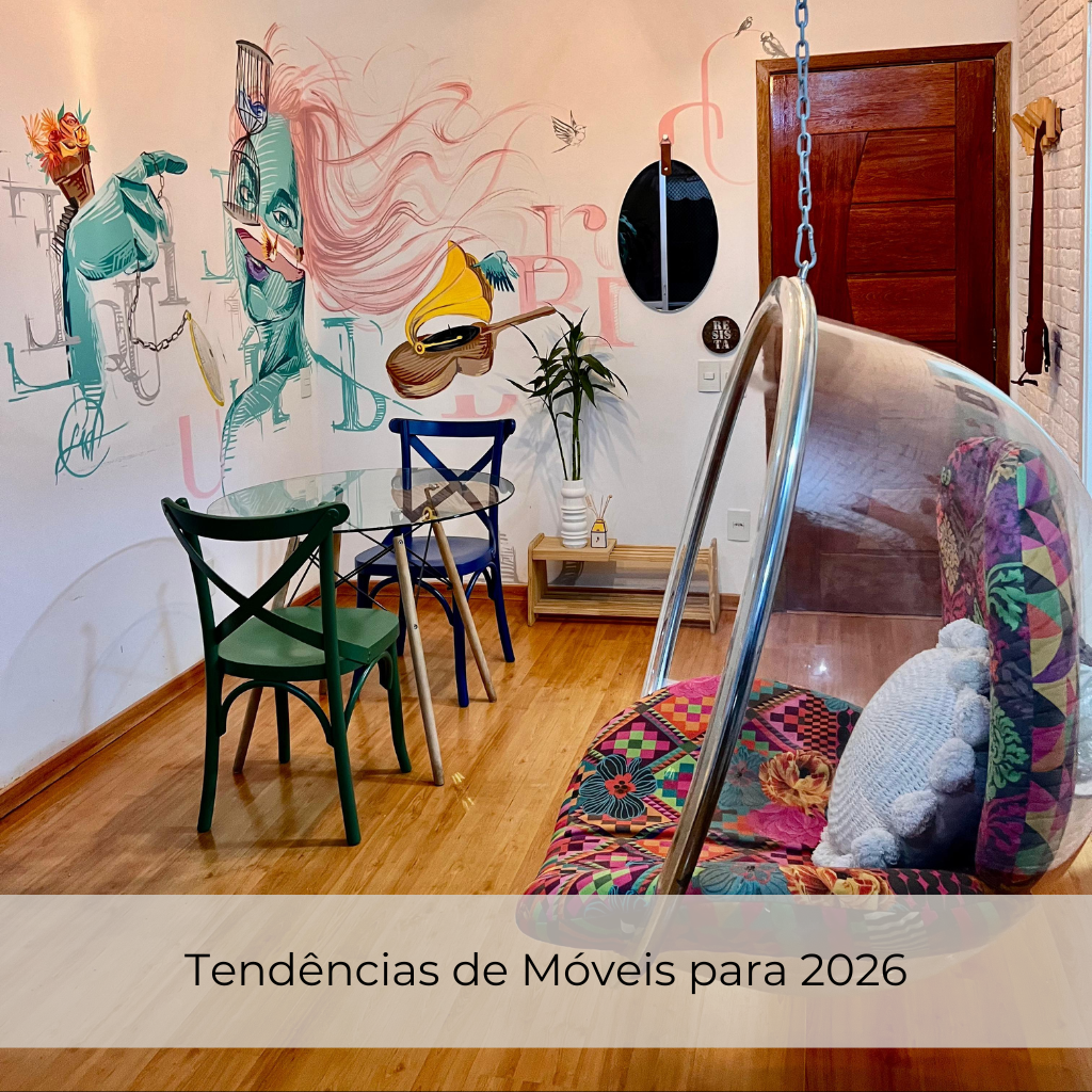 Tendências de Móveis para 2026: o que vai dominar salas, quartos e escritórios 🪑