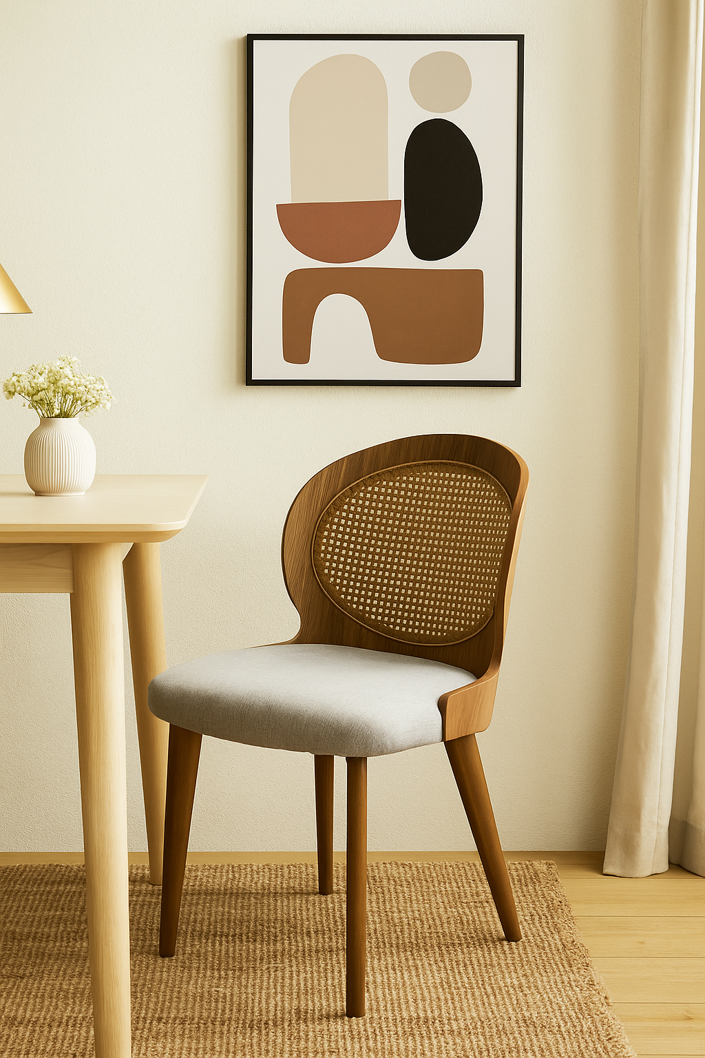 Cadeira de Jantar Jade Cor Freijó Tecido Piccolo Cinza - kit com 2