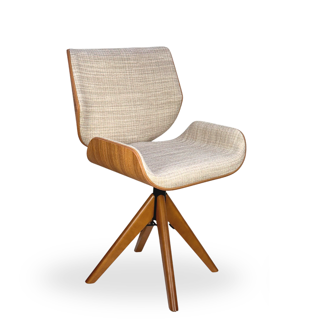 Cadeira de Jantar / Escritório Giratória Heloísa Cor Freijó Tecido Frise