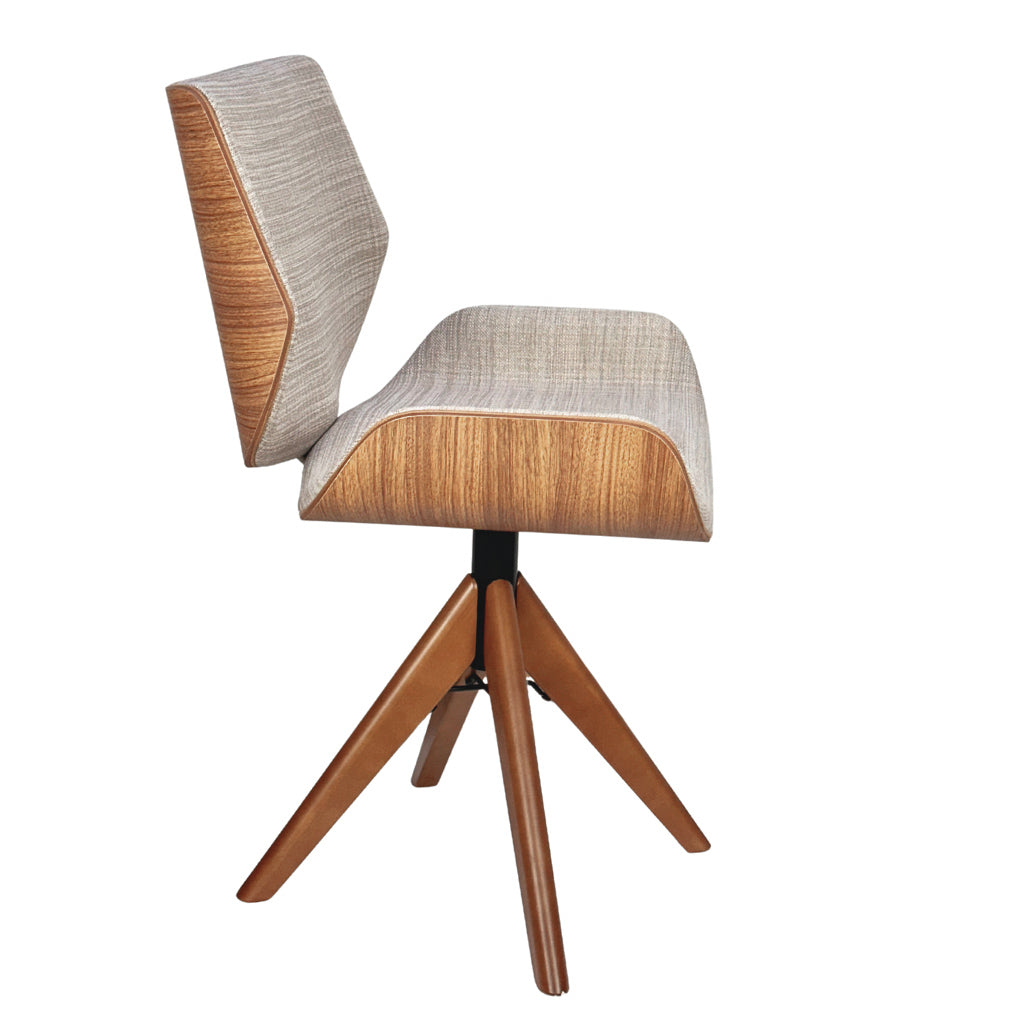 Cadeira de Jantar / Escritório Giratória Heloísa Cor Freijó Tecido Frise