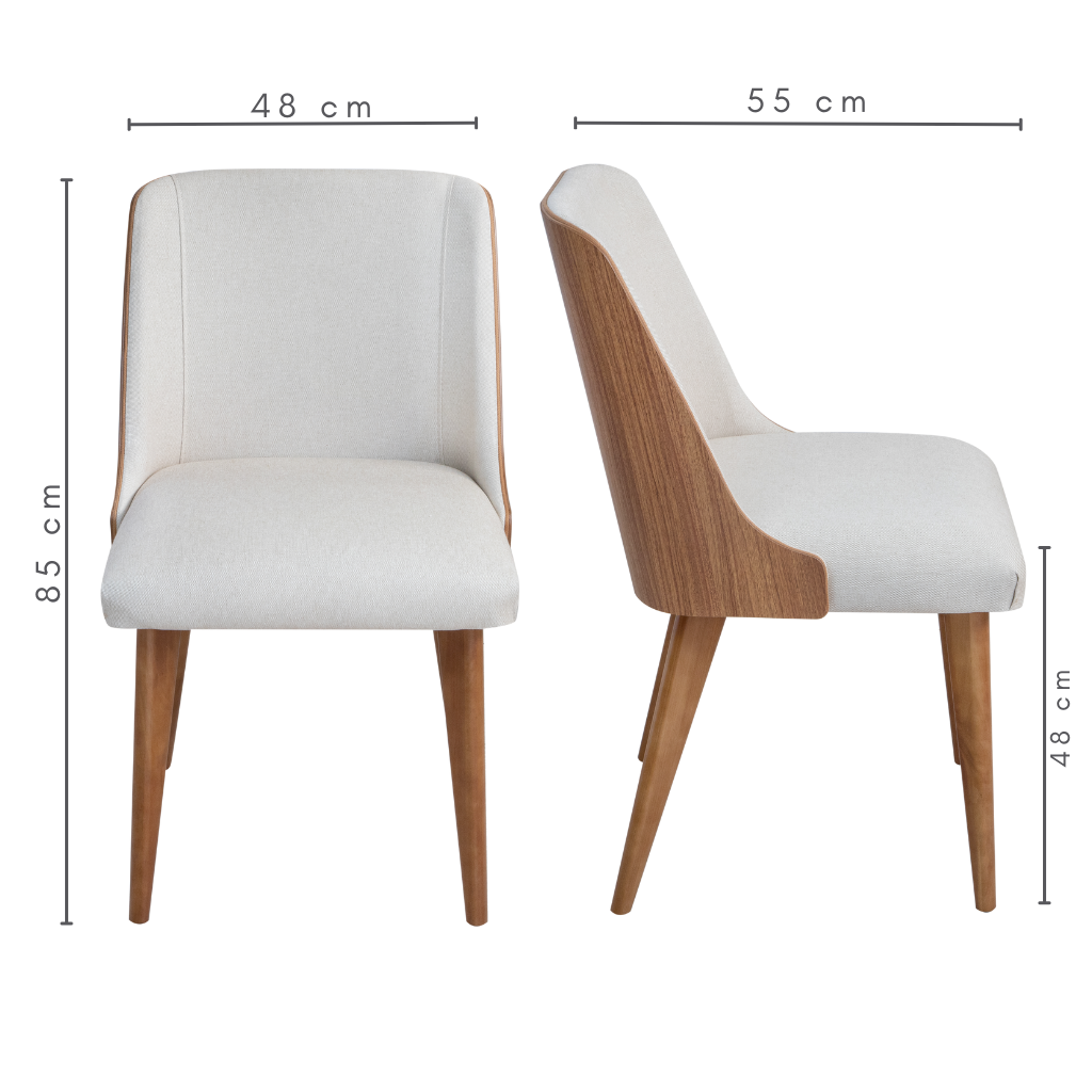 Mesa de Jantar Orgânica Luna 180x100 em Cinamomo + 2 Cadeiras de Jantar Malu + 2 Cadeiras de Jantar Gina