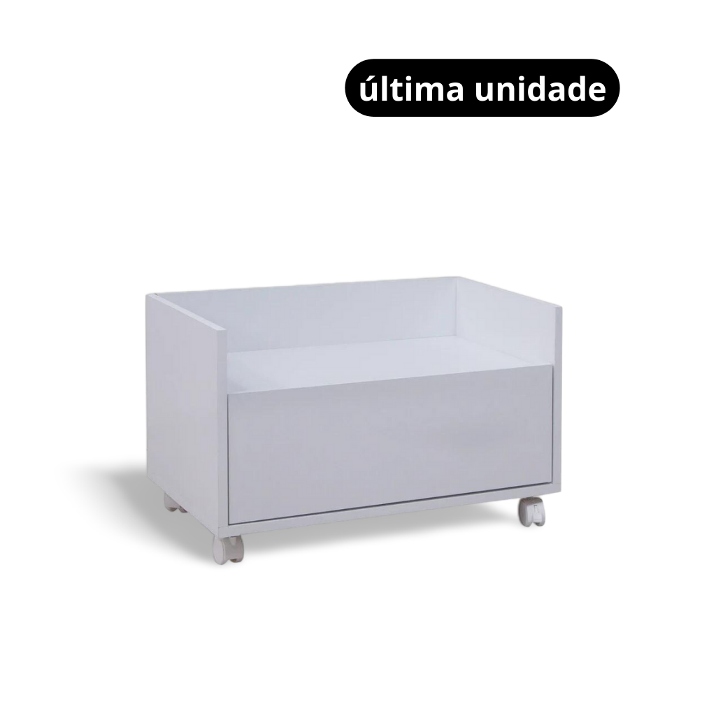Gaveteiro Aron Com 1 Gaveta e 4 Pés Com Rodas Em Madeira Cor Branco