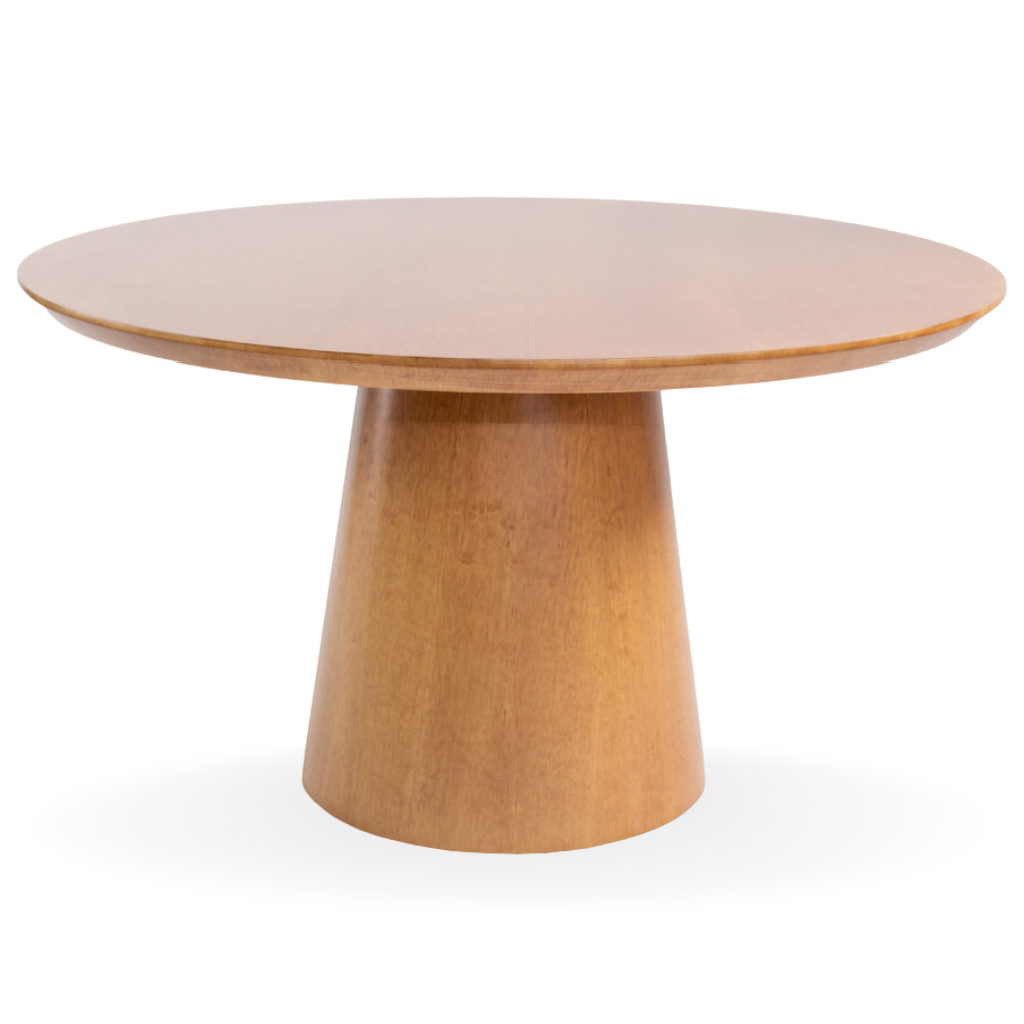 Mesa de Jantar Redonda Tiana Base Cone e Tampo Amêndoa 136 cm