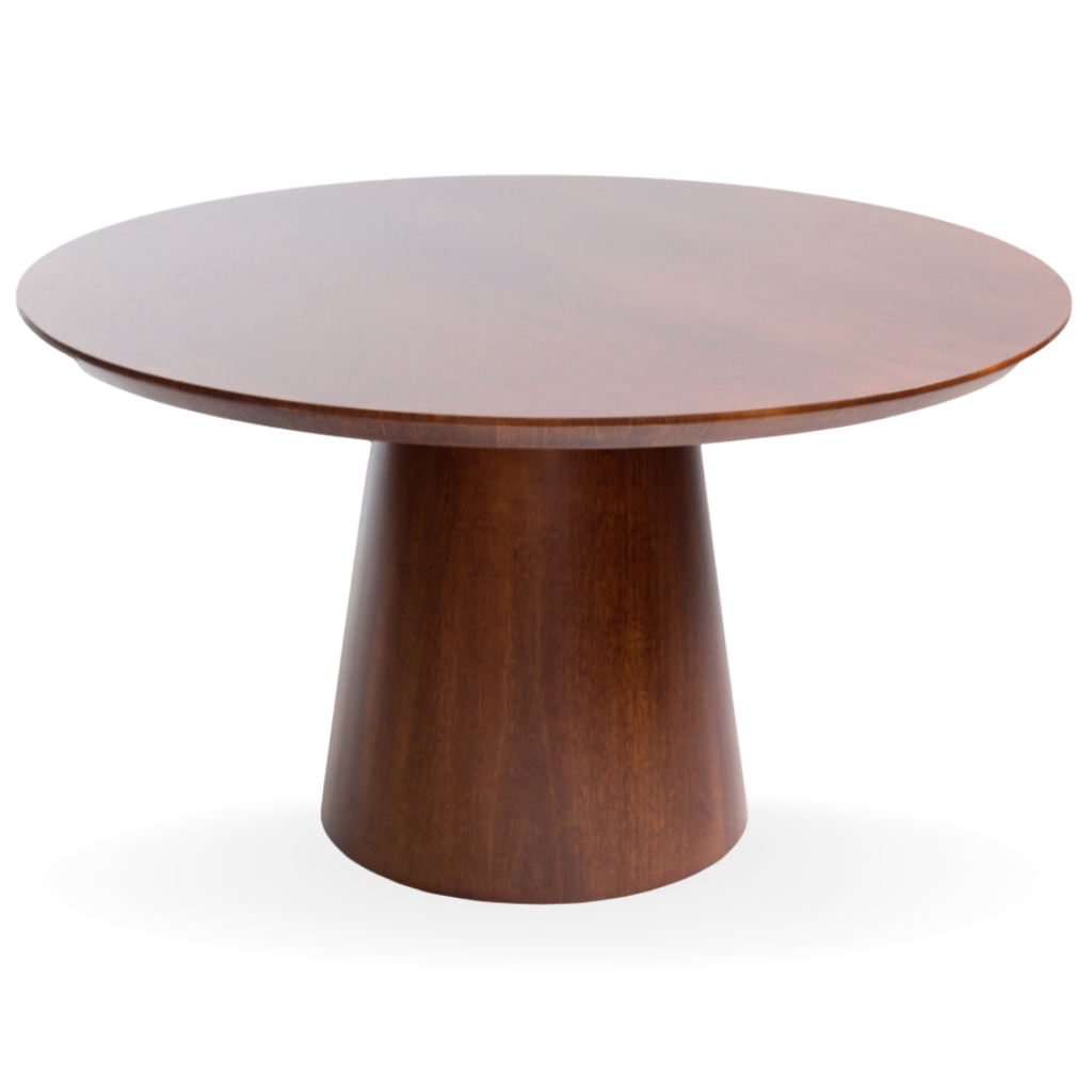 Mesa de Jantar Redonda Jasmine Base Cone Castanho e Tampo Castanho 136 cm