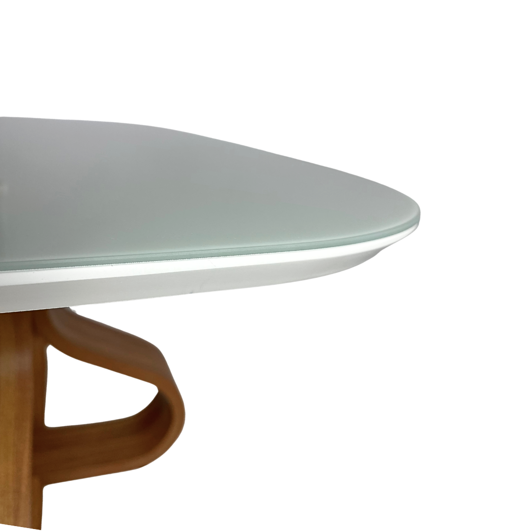 Mesa de Jantar Daiana Cor Freijó com vidro Off White 4 e 6 lugares