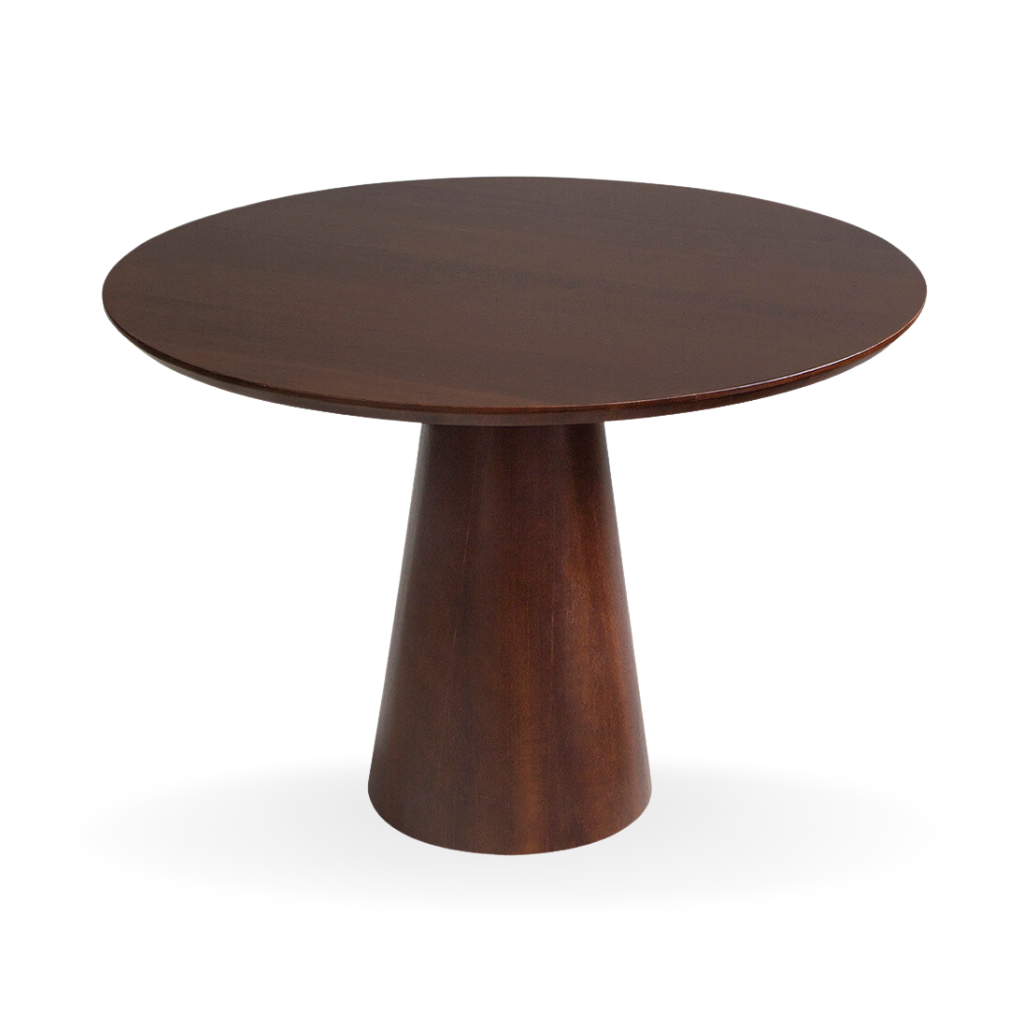 Mesa de Jantar Redonda Patrícia Base Cone Castanho e Tampo Castanho 110 cm