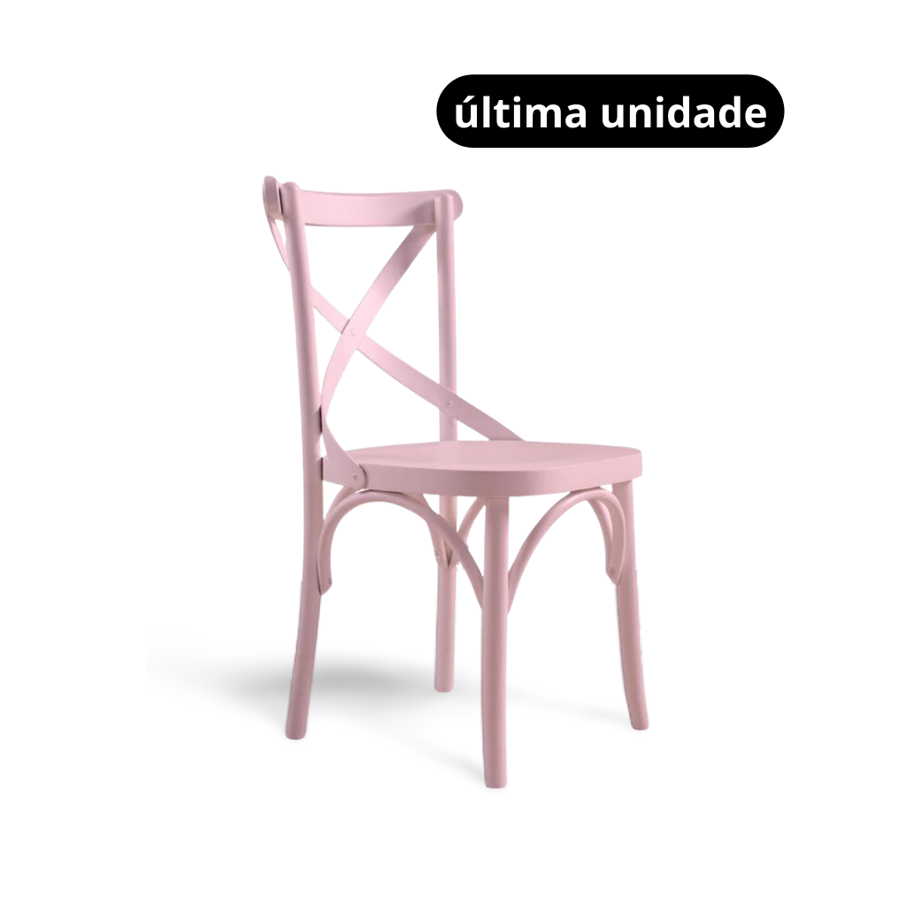 Cadeira de Madeira X Boho Cor Rosa Pastel
