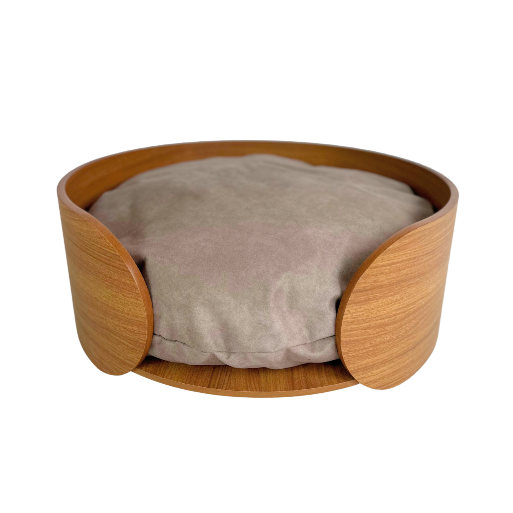 Cama Pet Médio Porte Cor Freijó Orfeu Veludo Claro