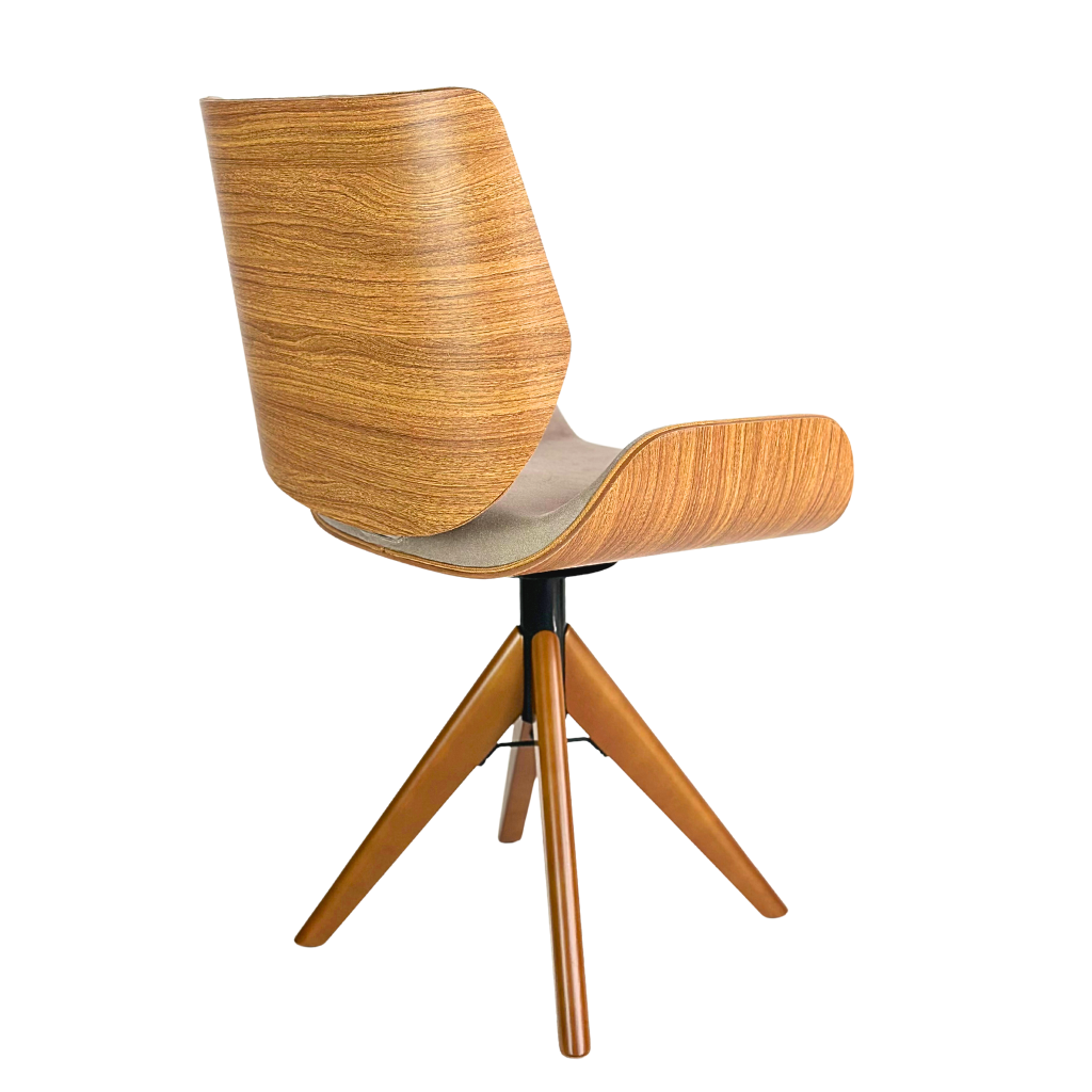 Cadeira de Jantar / Escritório Giratória Heloísa Cor Freijó Tecido Pet Friendly