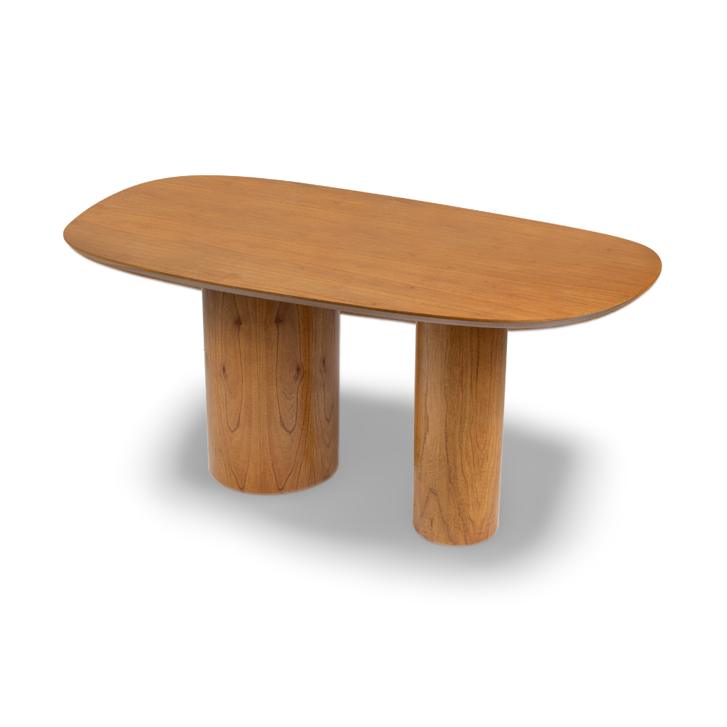 Mesa de Jantar Orgânica Luna 180x100 com Bases Cilíndricas em Cinamomo