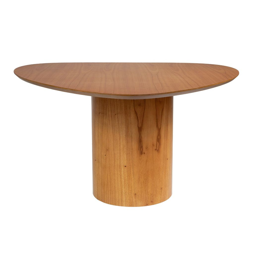 Mesa de Jantar Palheta Tampo Triangular 140 Base Cilíndrica em Cinamomo + 6 Cadeiras Florença Tela Sextavada
