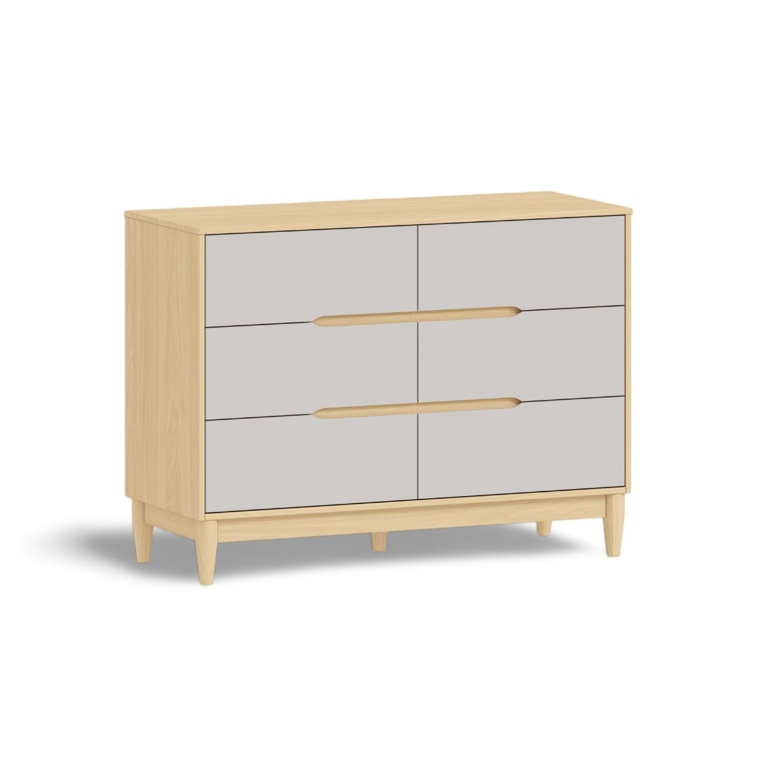 Cômoda para Quarto de Bebê 6 Gavetas Tomi Cor Cinza e Carvalho - Quater