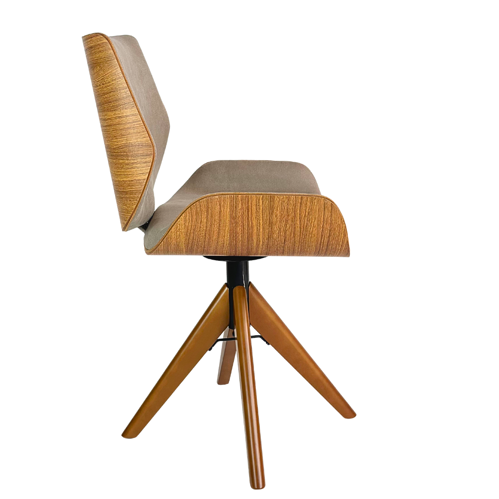 Cadeira de Jantar / Escritório Giratória Heloísa Cor Freijó Tecido Pet Friendly