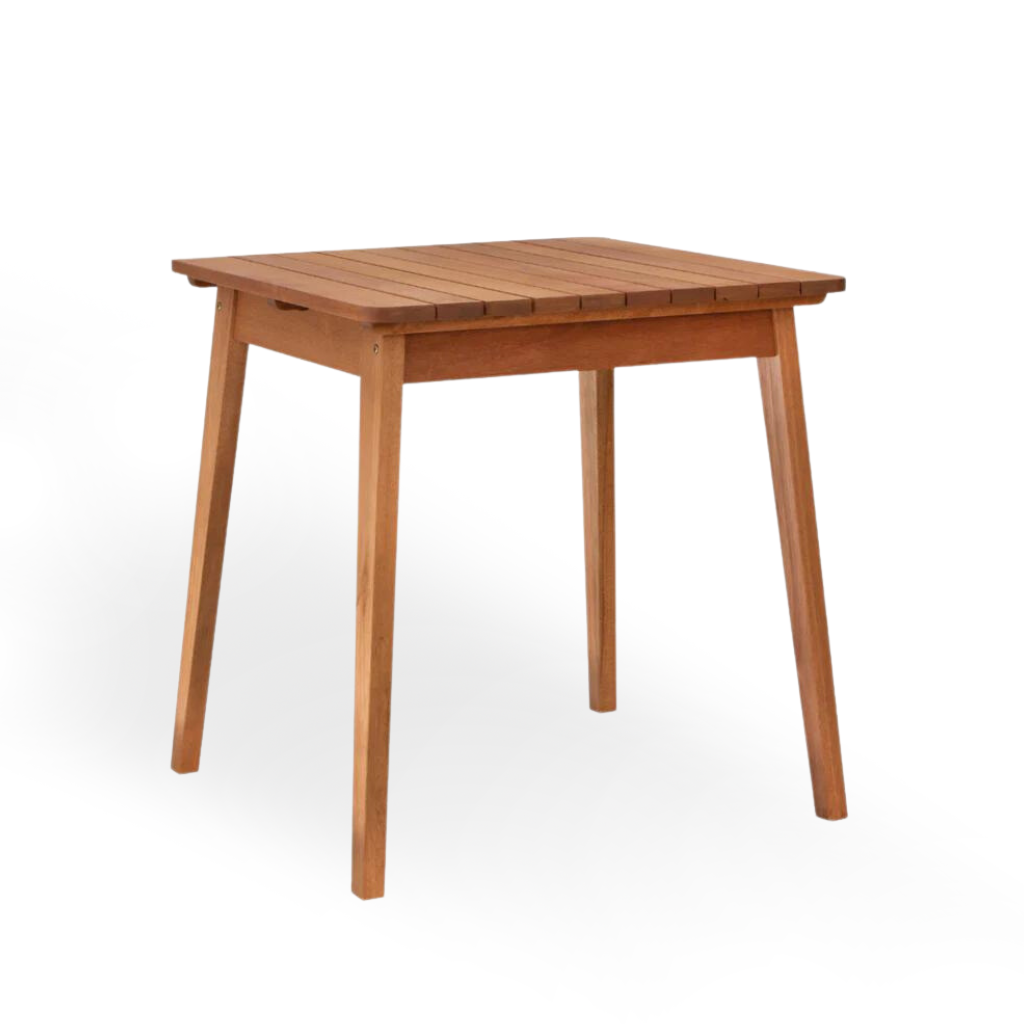 Mesa de Jantar 4 Lugares Quadrada Alpina Em Madeira Ripada Cor Stain Castanheira