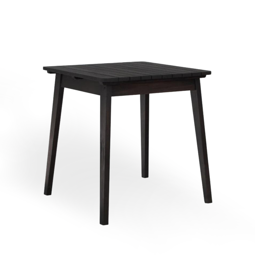 Mesa de Jantar 4 Lugares Quadrada Alpina Em Madeira Ripada Cor Preta