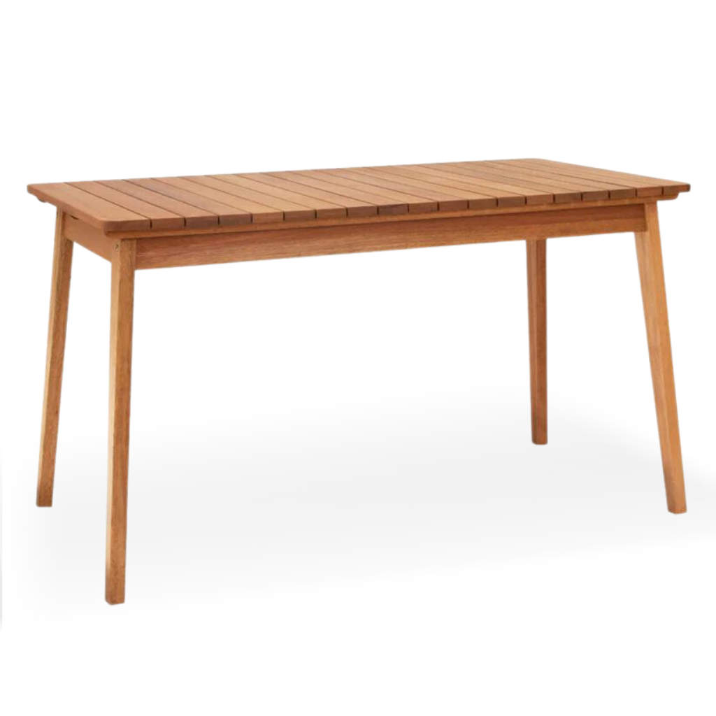 Mesa de Jantar 6 Lugares Retangular Alpina Em Madeira Ripada Cor Stain Castanheira