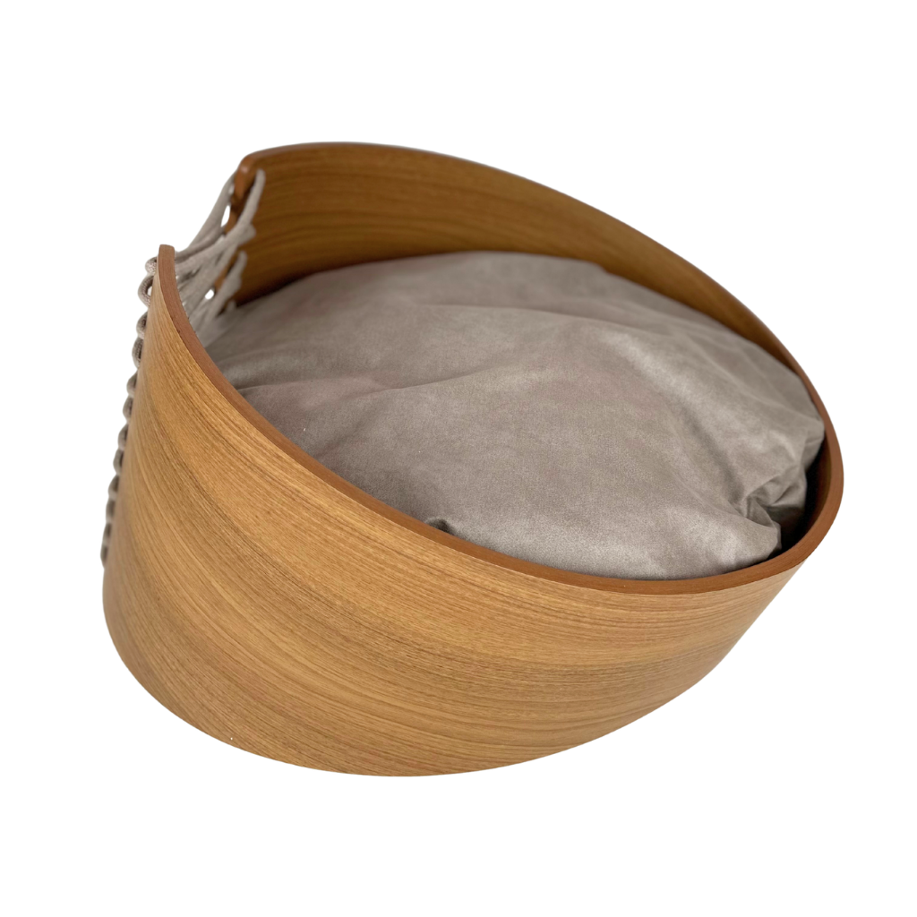Cama Pet Médio Porte Cor Freijó Hera Veludo Claro