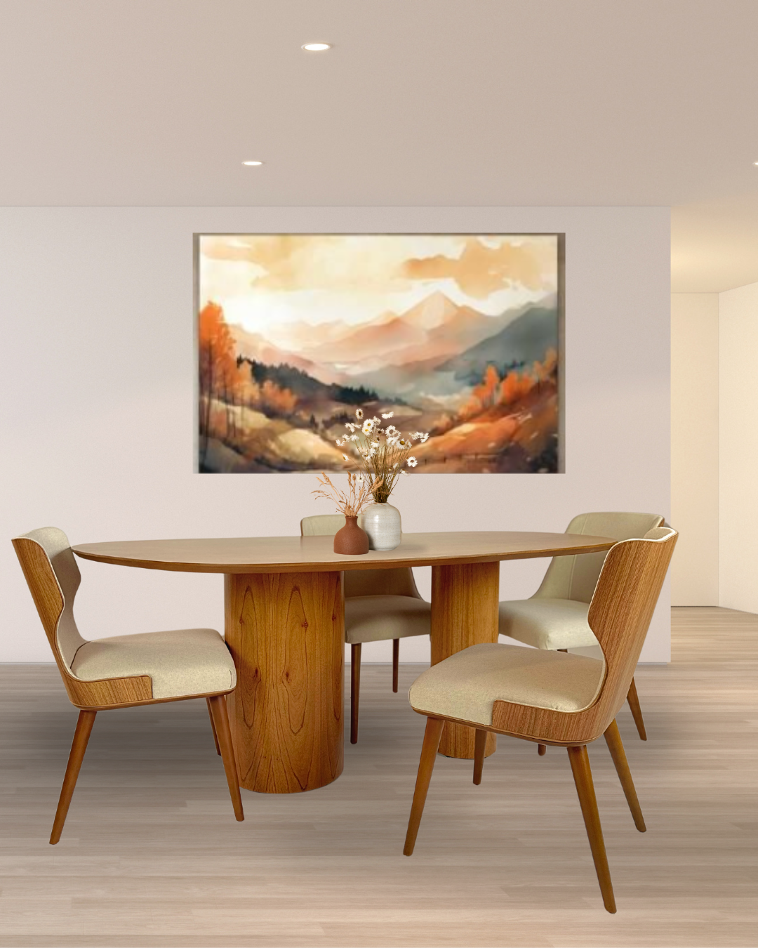 Mesa de Jantar Orgânica Luna 180x100 com Bases Cilíndricas em Cinamomo