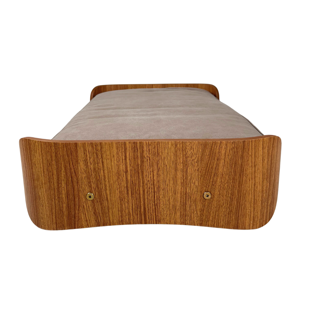 Cama Pet Médio Porte Cor Freijó Gaia Veludo Claro