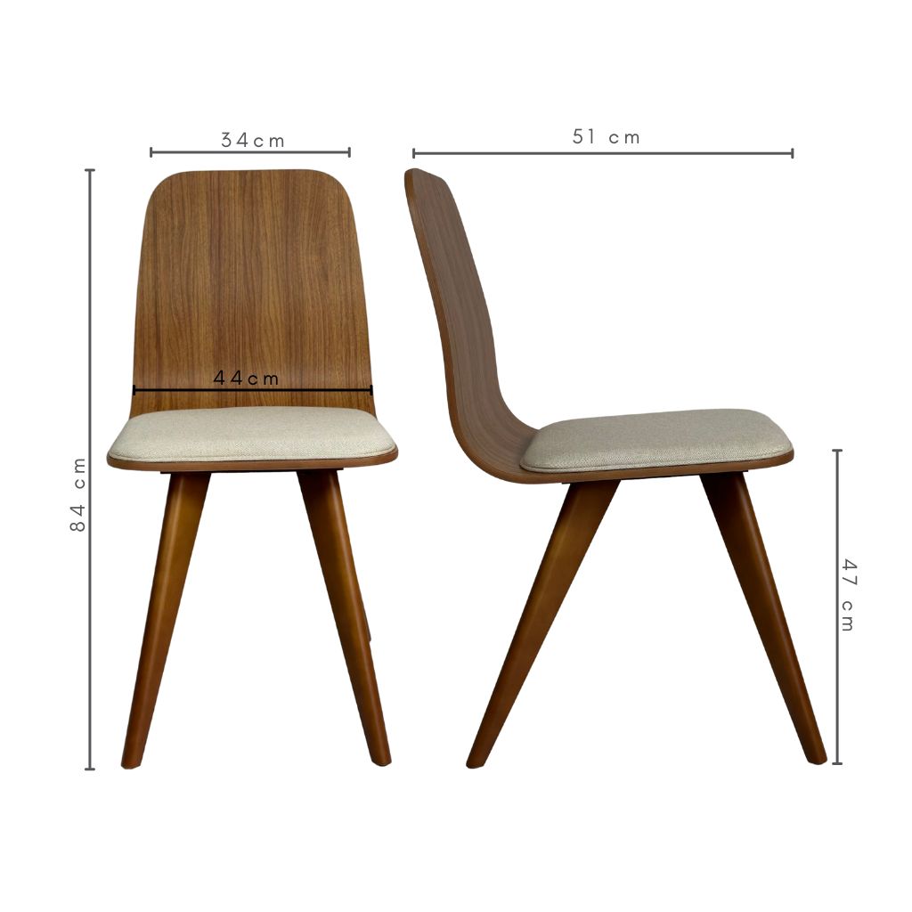 Mesa de Jantar Retangular Helena Cor Freijó com vidro Off White 117 cm + 4 Cadeiras de Jantar Lidiane