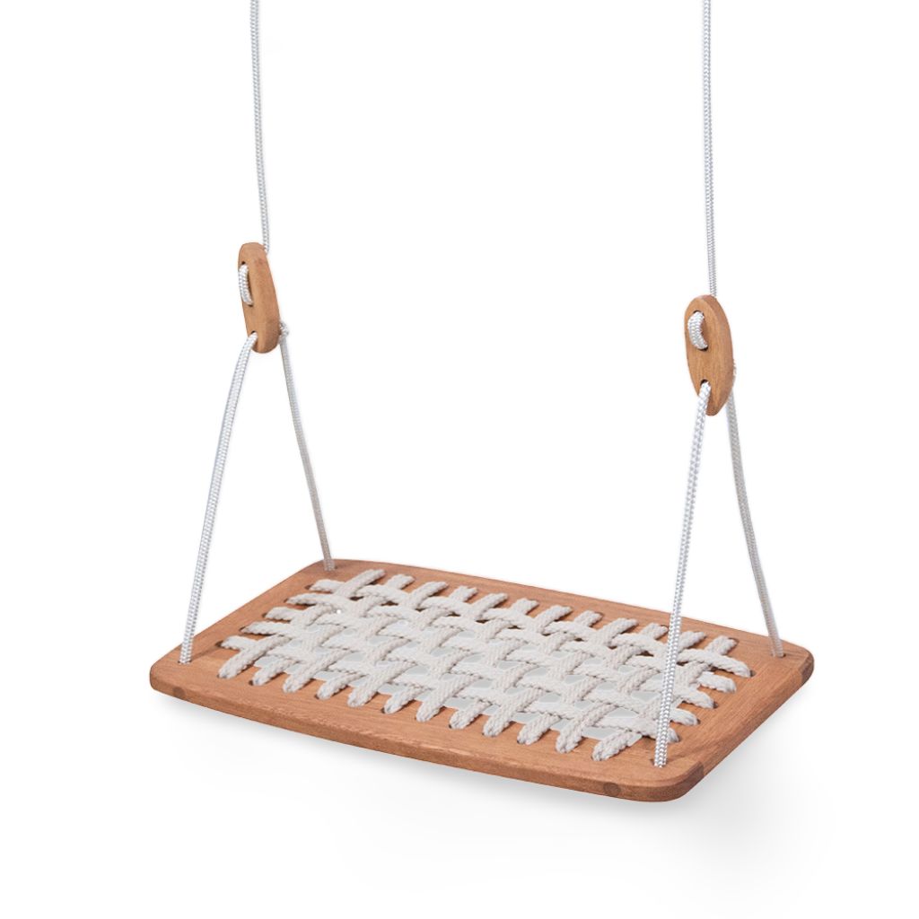 Balanço de Madeira Assento Em Corda Bege Anice