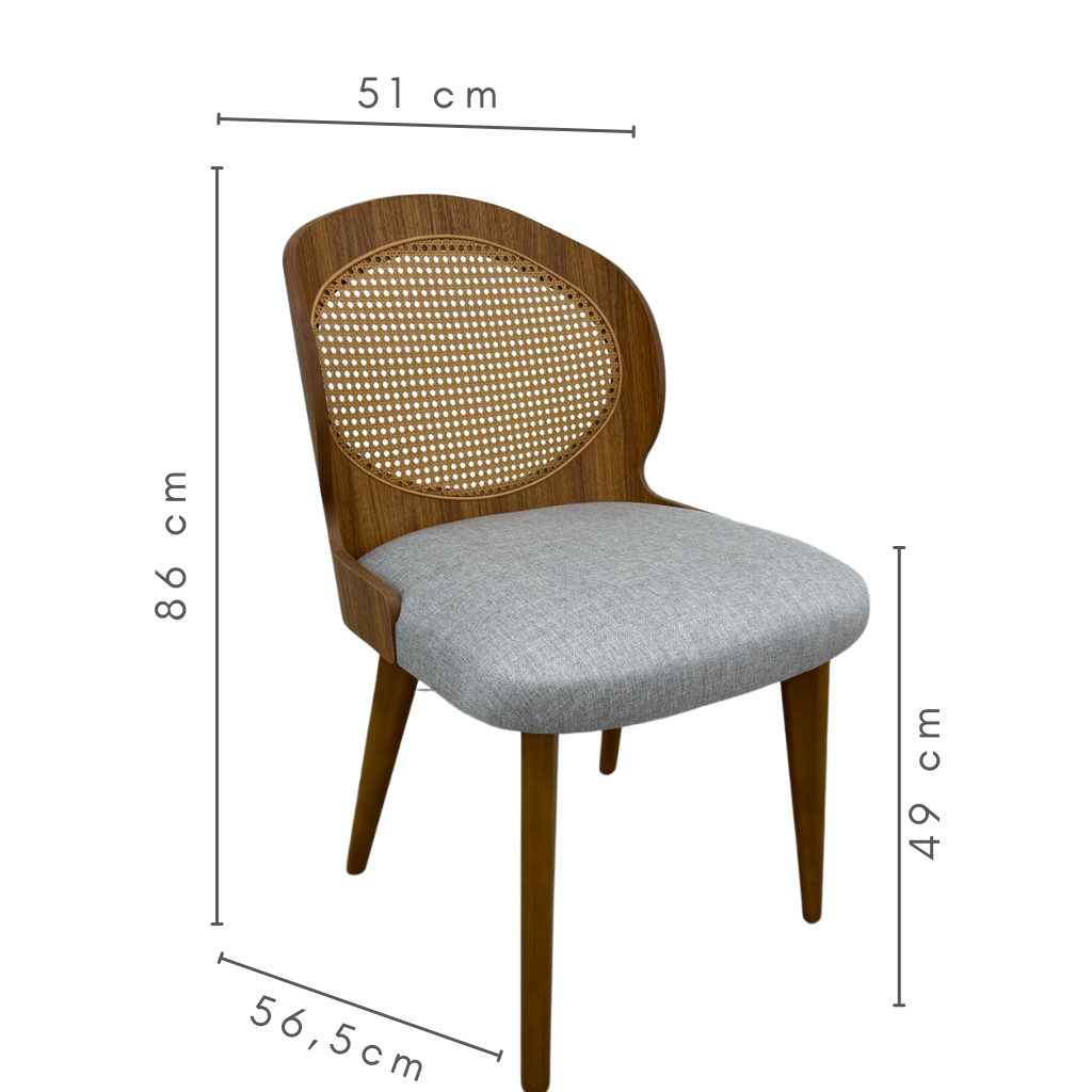 Cadeira de Jantar Jade Cor Freijó Tecido Piccolo Cinza - kit com 2