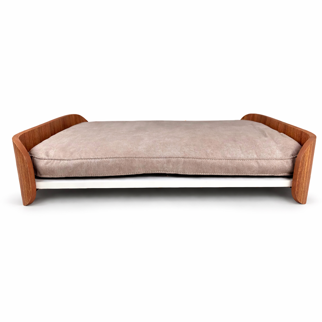 Cama Pet Médio Porte Cor Freijó Gaia Veludo Claro