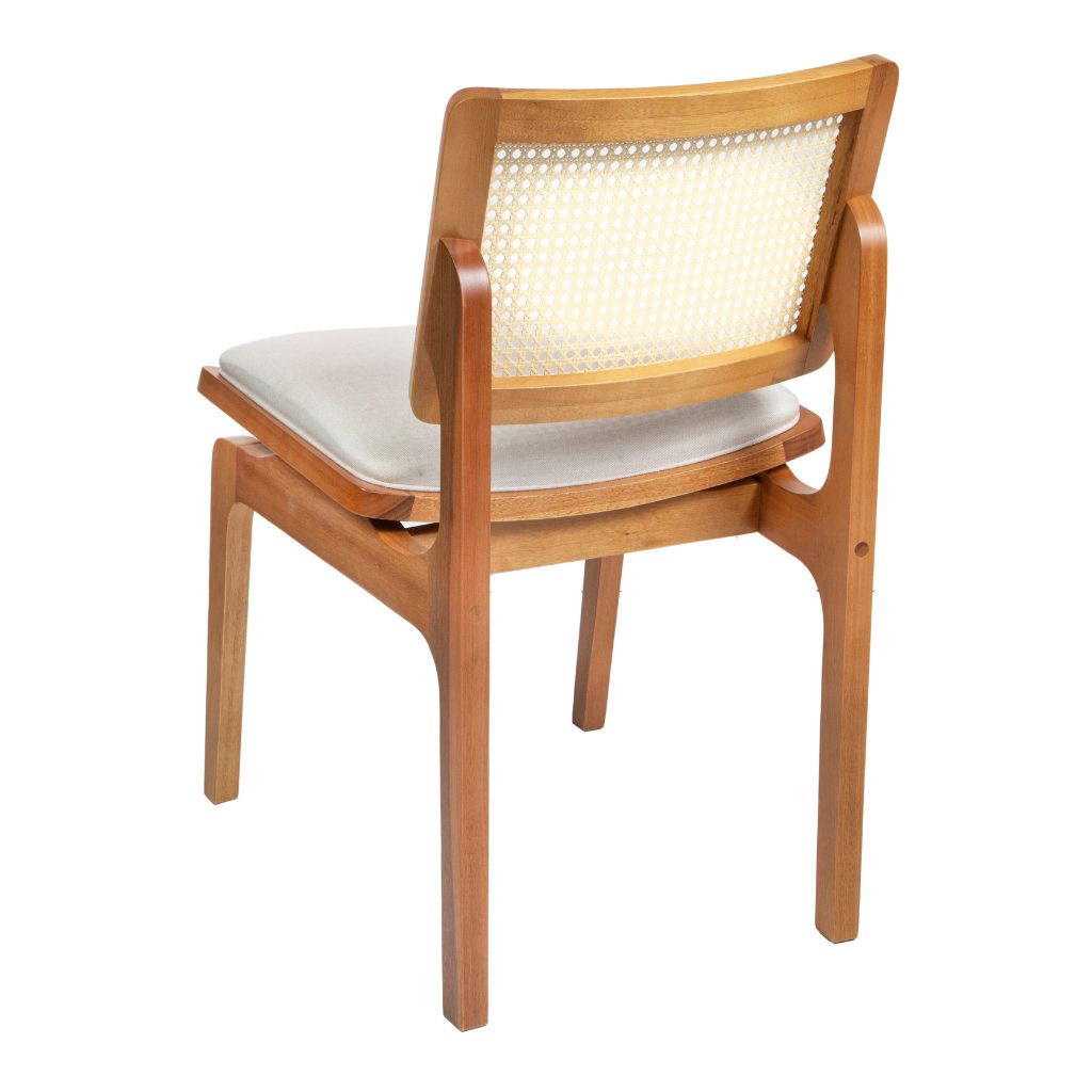 Mesa de Jantar Palheta Tampo Triangular 140 Base Cilíndrica em Cinamomo + 6 Cadeiras Florença Tela Sextavada