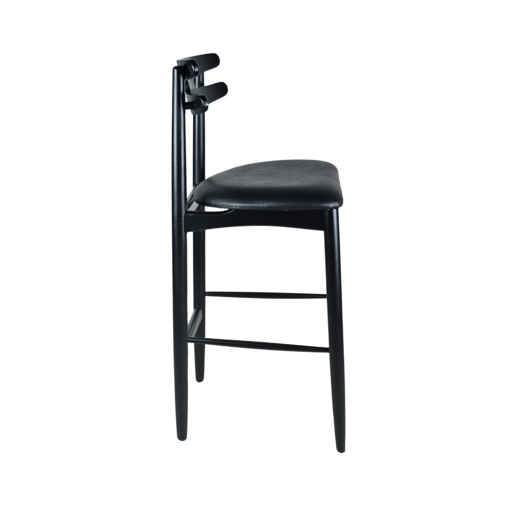 Banqueta Alta de Madeira HW Hanna Cor Preta