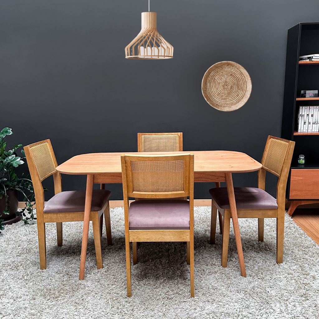 Mesa De Jantar Retangular Com Pés Palito 135 X 80cm - Cinamomo