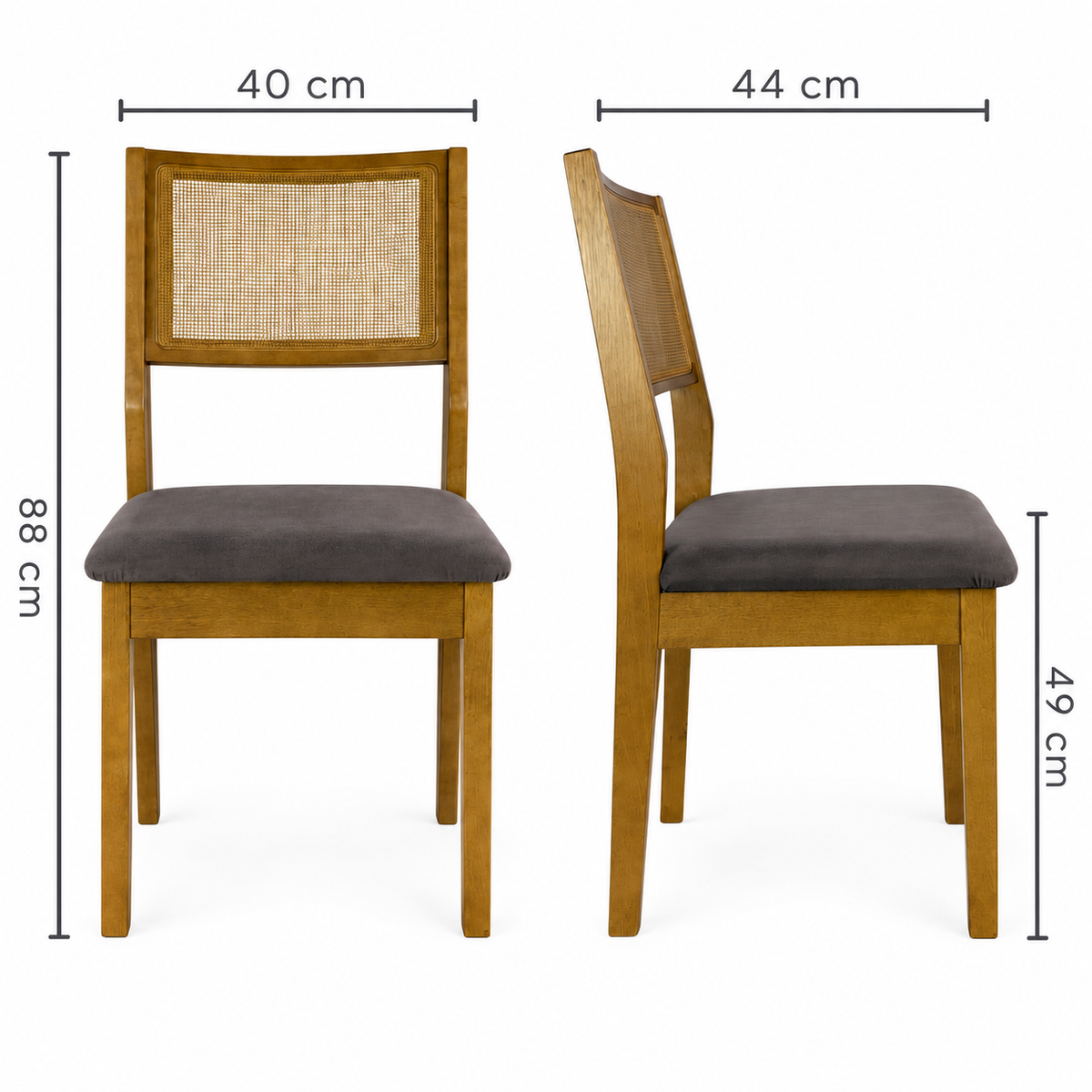 Cadeira de Madeira com Telinha Silvia Cor Amêndoa Tecido Suede Bege