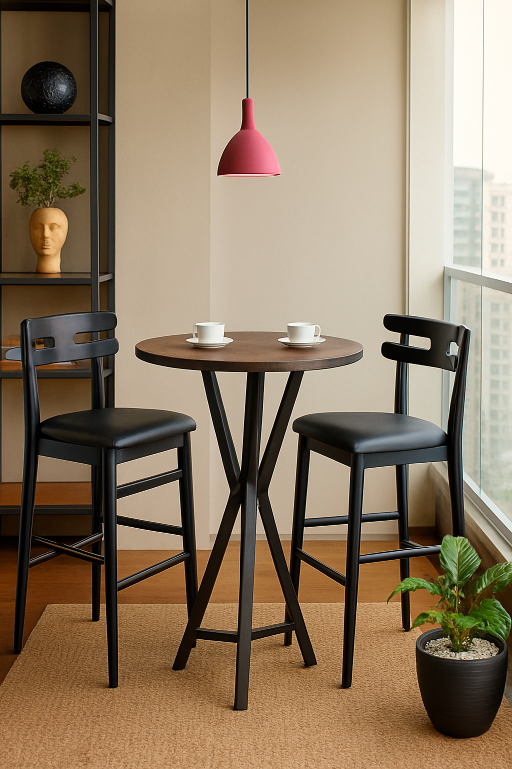 Banqueta Alta de Madeira HW Hanna Cor Preta