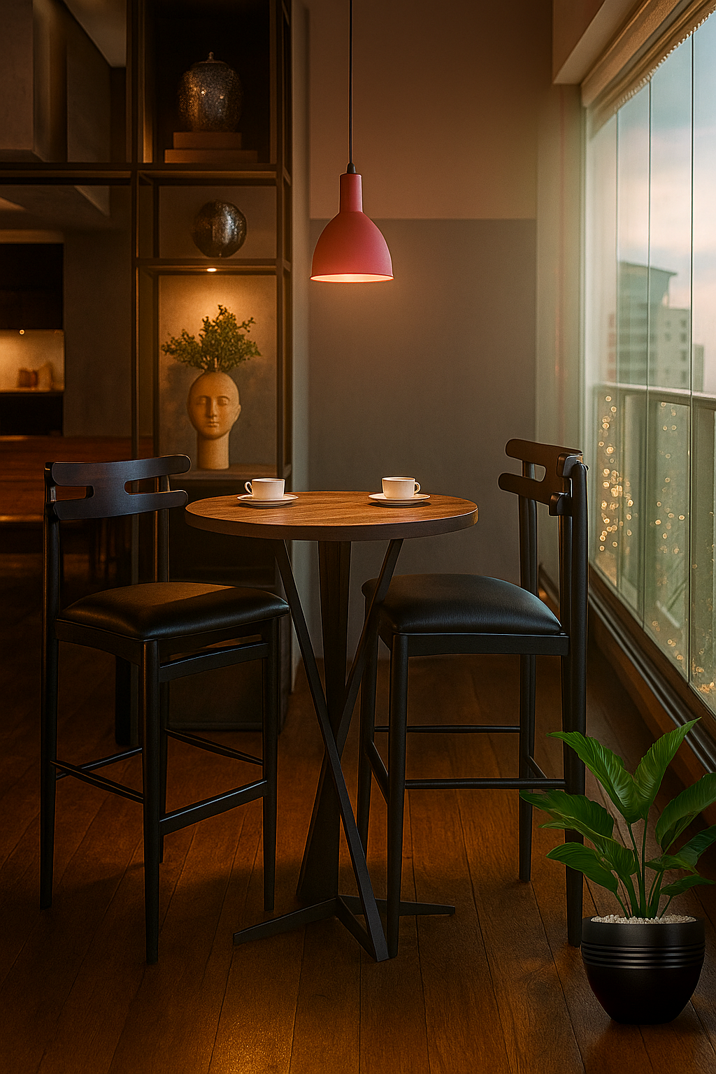 Banqueta Alta de Madeira HW Hanna Cor Preta