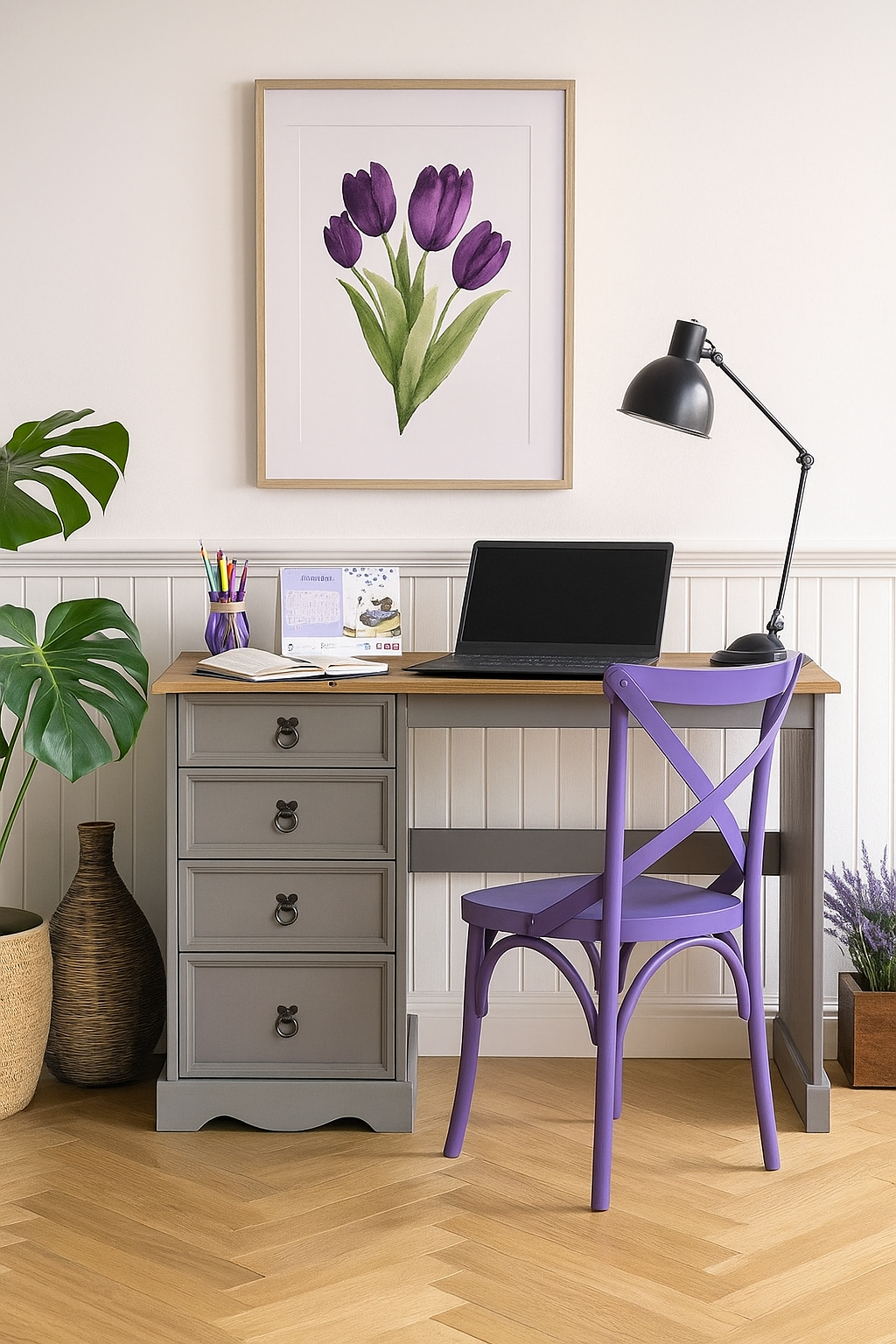Cadeira de Madeira X Boho Cor Very Peri Lavanda