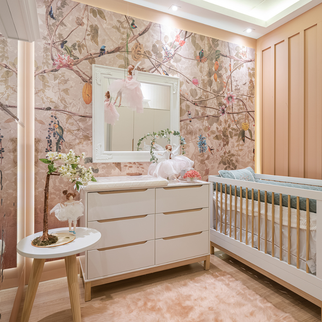 Cômoda Grande Infantil Cozy 6 Gavetas Cor Branco e Carvalho - Quater