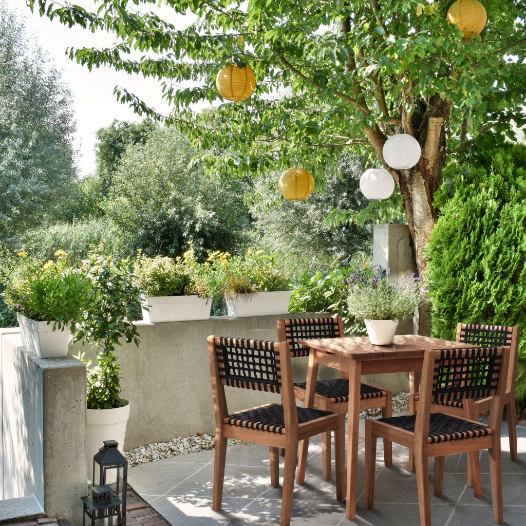 Cadeira em corda, Mesa em madeira, Mesa para 4 cadeira, Mesa quadrada, Móvel para área externa, Jardim, Pátio gourmet