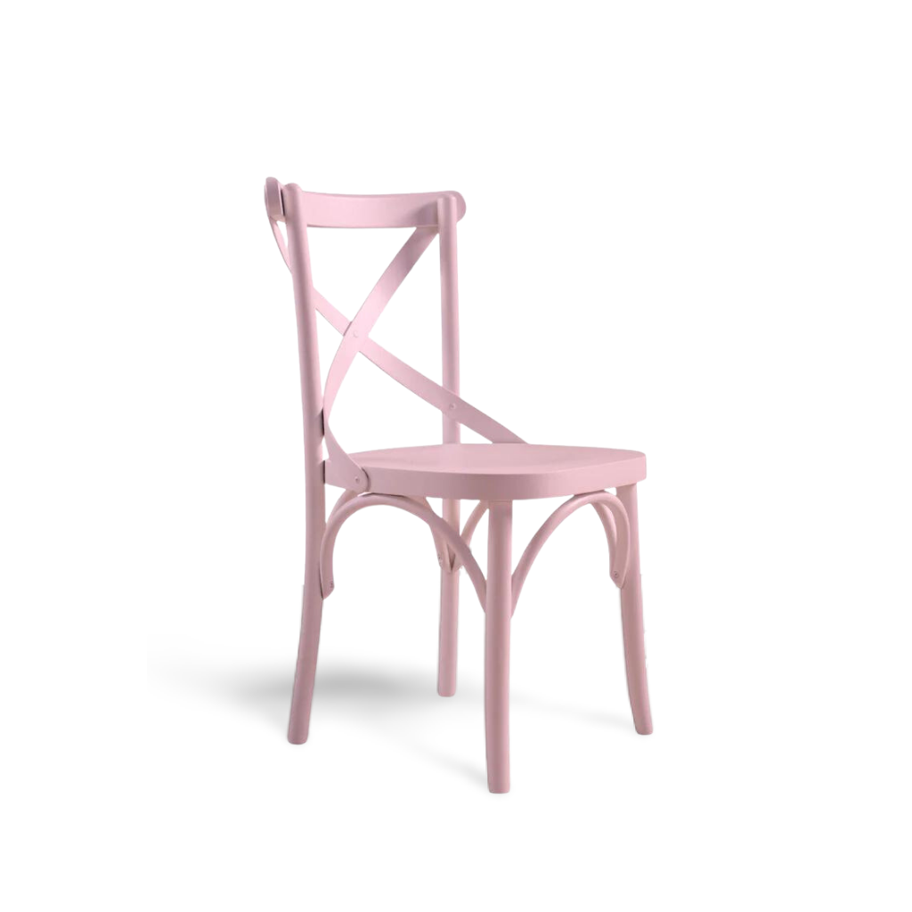 Cadeira de Madeira X Boho Cor Rosa Pastel