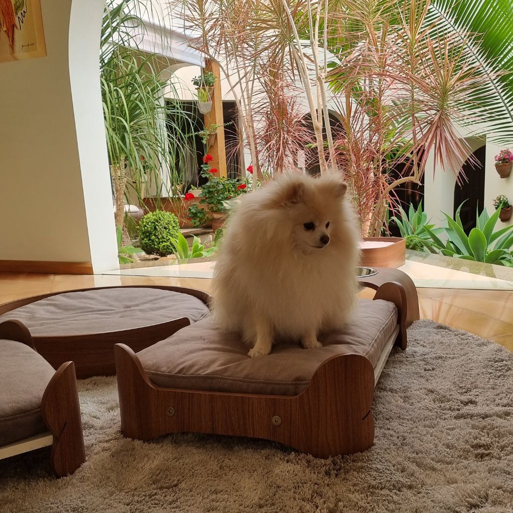 Cama Pet Pequeno porte cor Freijó Morfeu Veludo Claro
