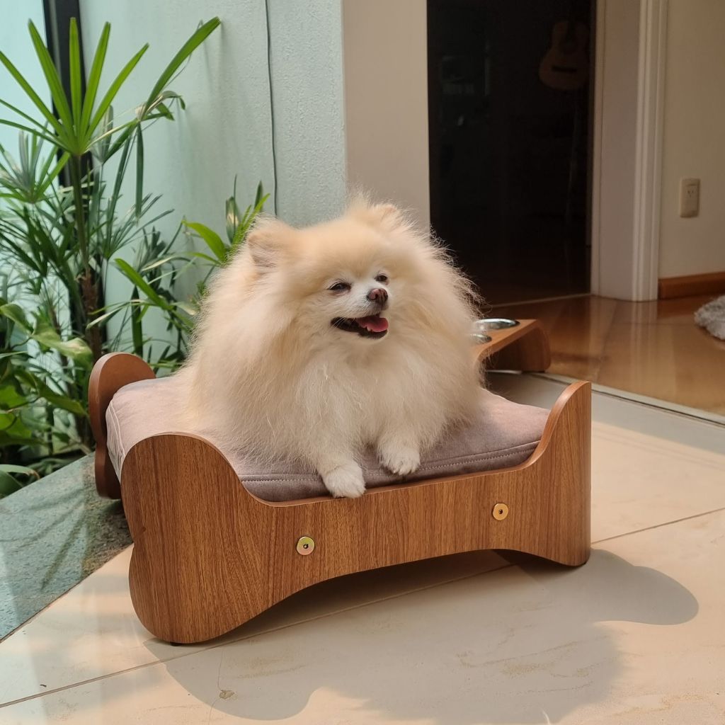 Cama Pet Microporte cor Nogueira Morfeu Veludo Claro