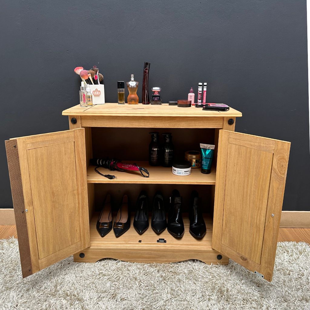 Balcão 2 Portas em Madeira Cor Natural Boho