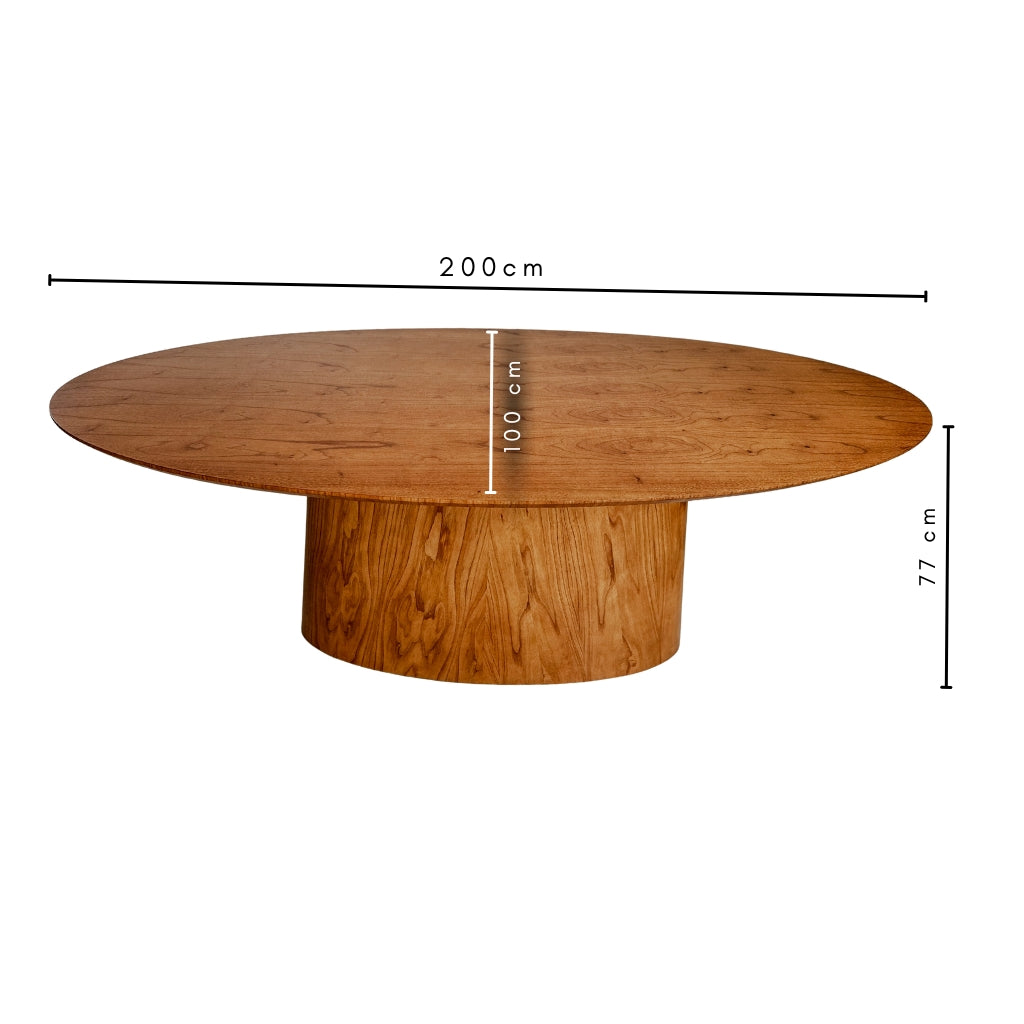 Mesa de Jantar Savana com Tampo e Base Oval 200x100 em Cinamomo