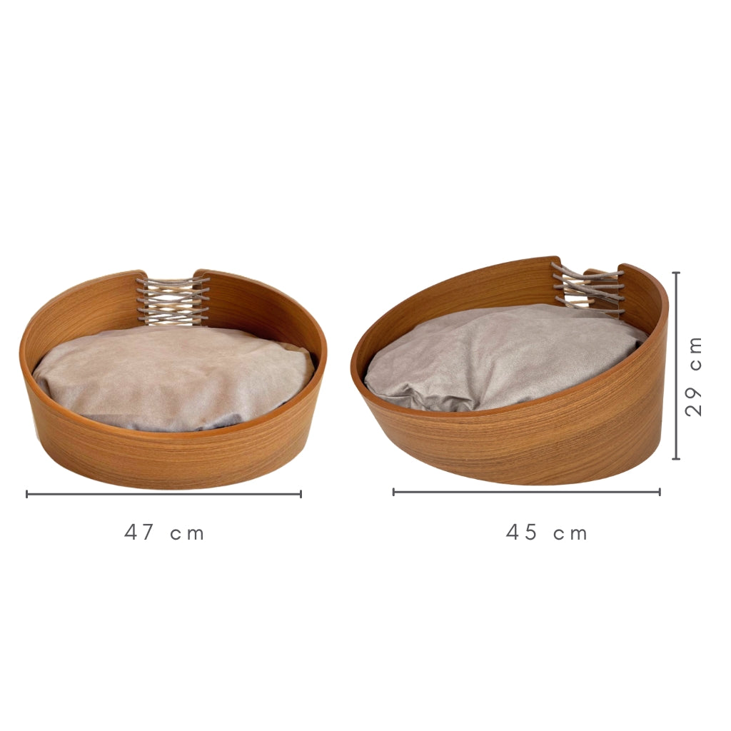 Cama Pet Pequeno Porte Cor Freijó Orfeu Veludo Claro