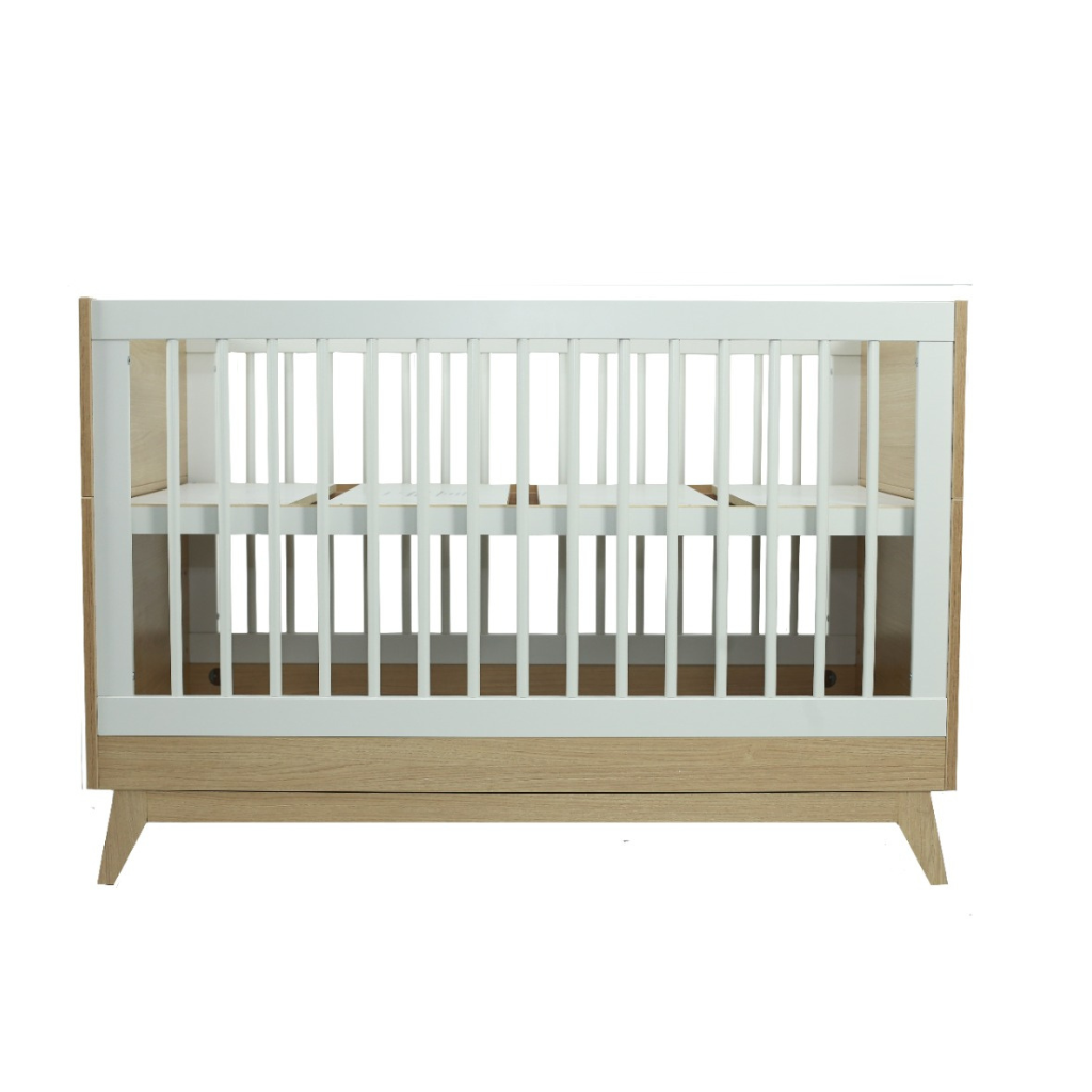 Berço Americano para Bebê 2 em 1 Petit Cor Branco e Carvalho - Quater