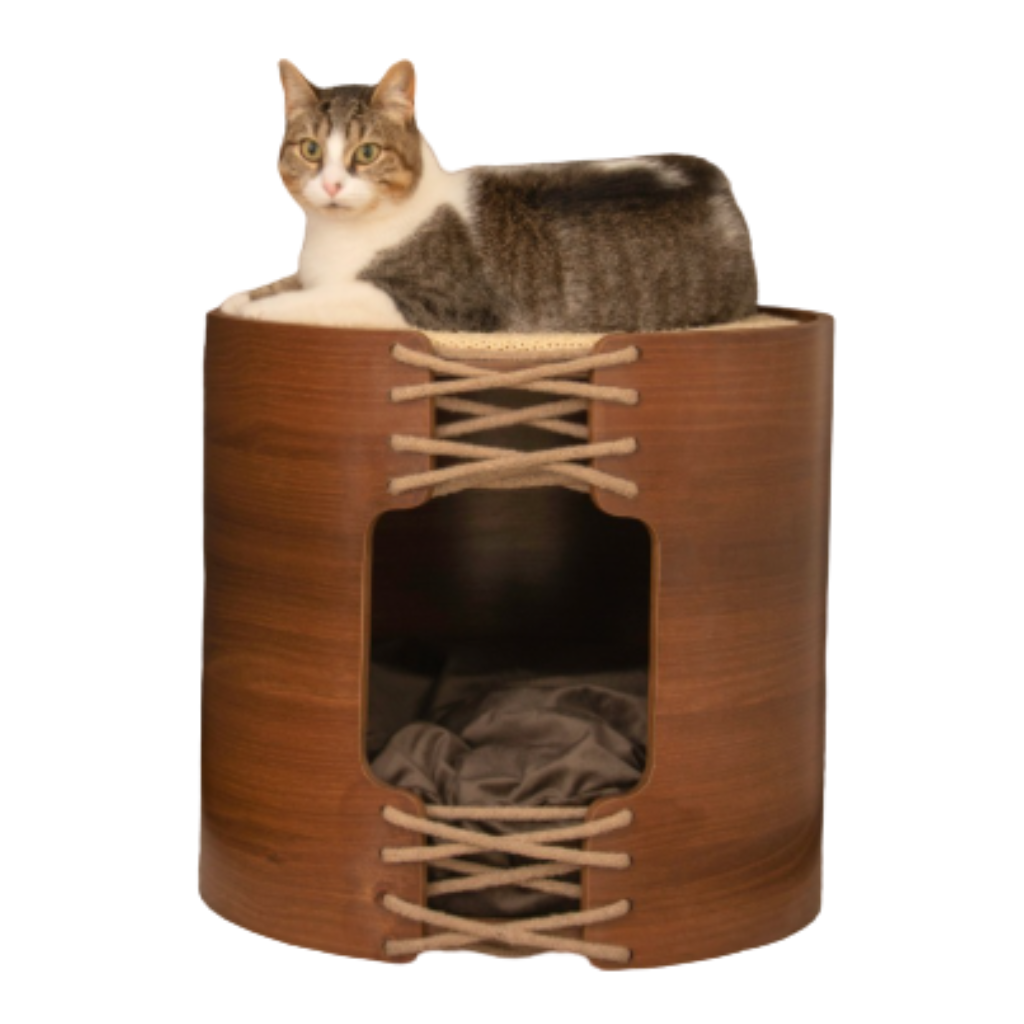 Cama Pet Pequeno Porte cor Nogueira Perseu Veludo Escuro