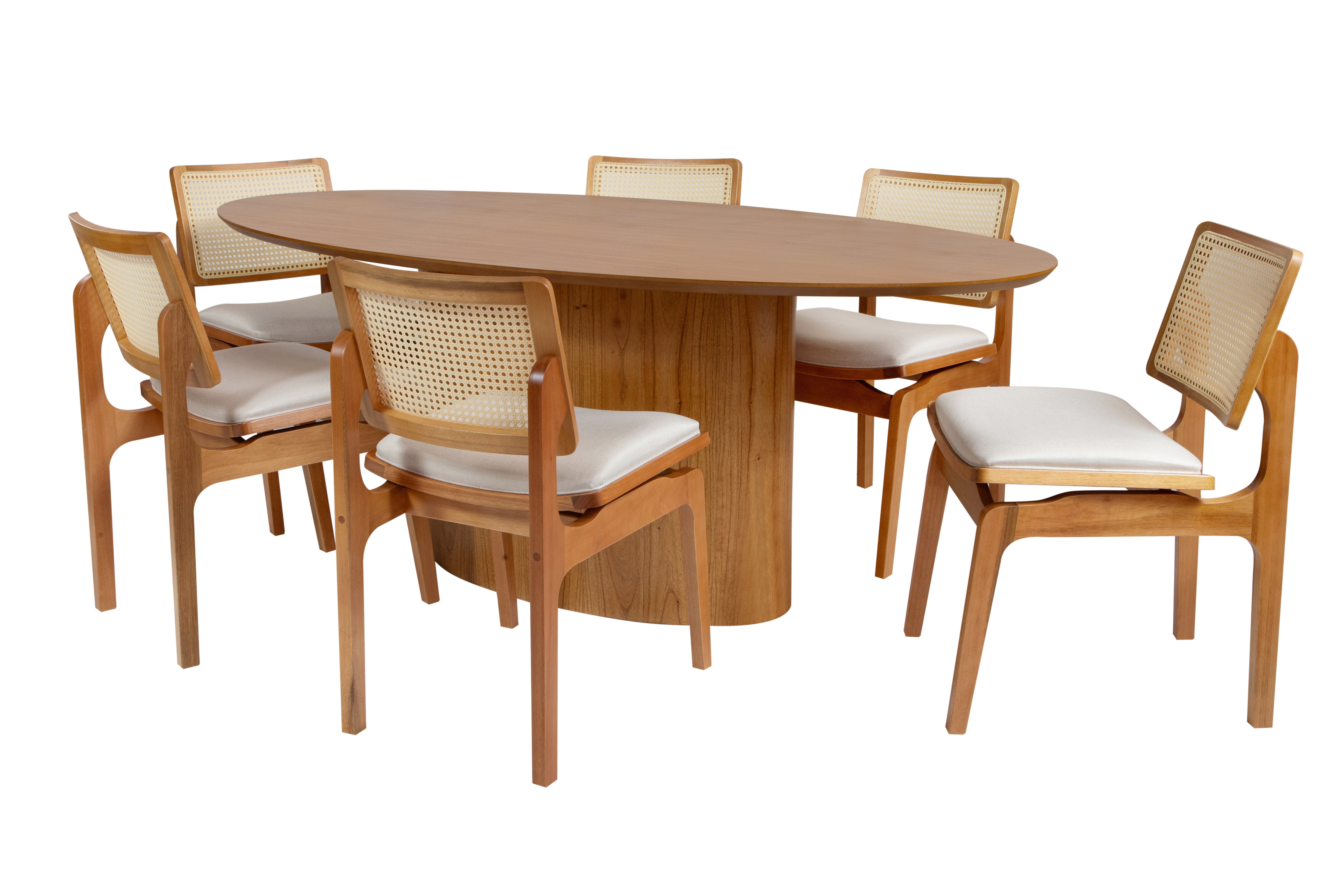 Mesa de Jantar Savana com Tampo e Base Oval 200x100 em Cinamomo