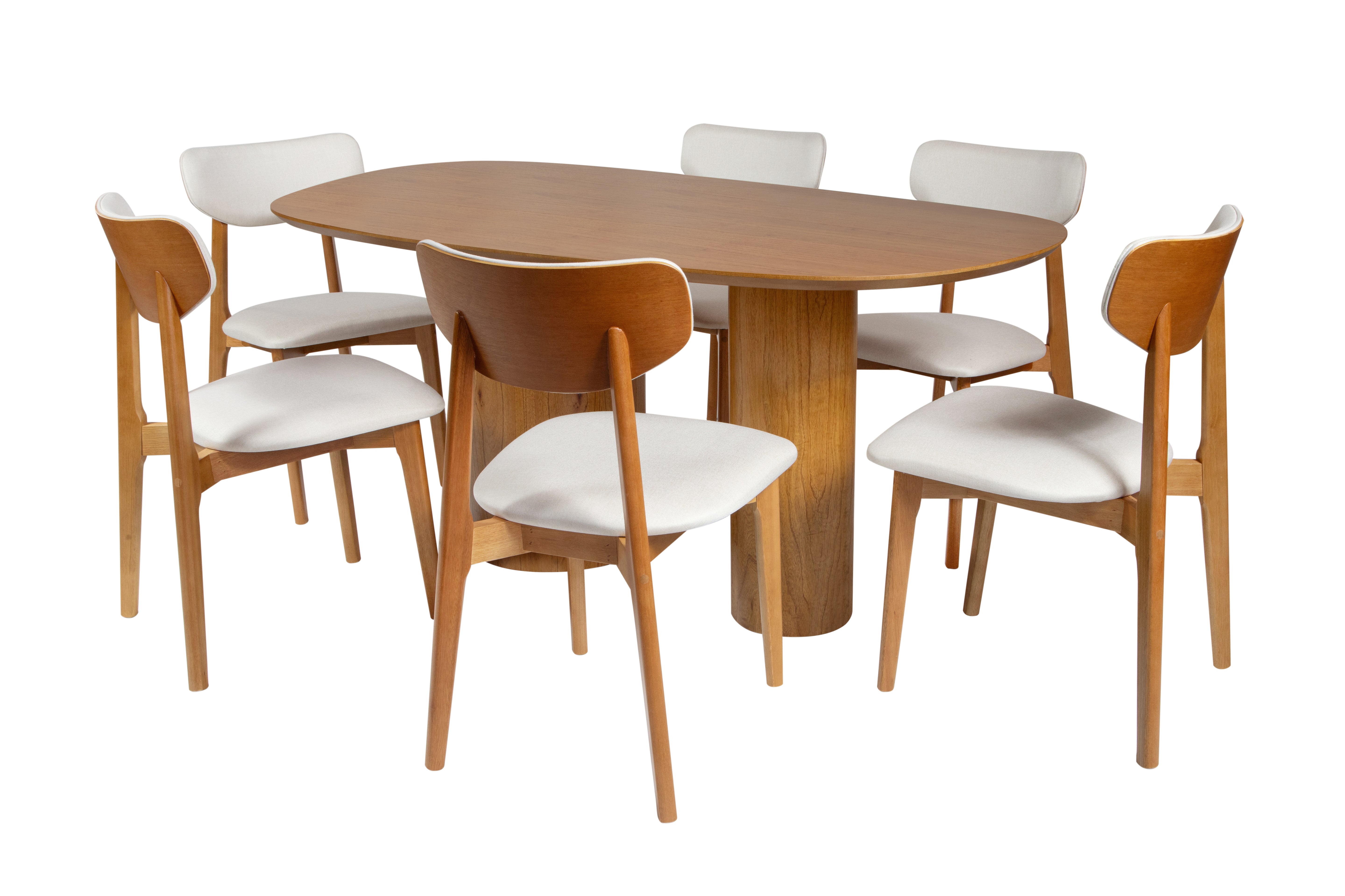 Mesa de Jantar Orgânica Luna 180x100 com Bases Cilíndricas em Cinamomo