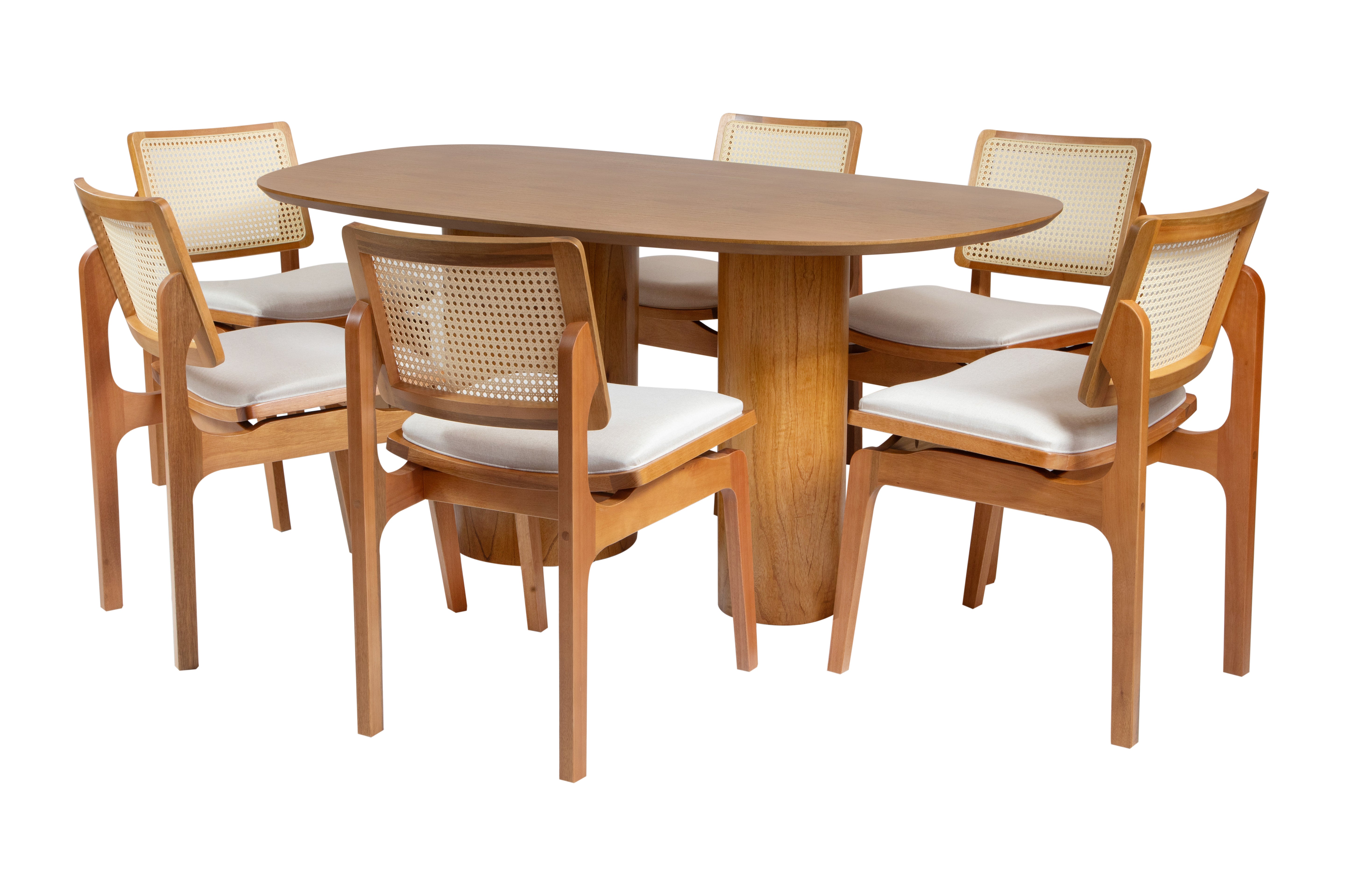 Mesa de Jantar Orgânica Luna 180x100 com Bases Cilíndricas em Cinamomo