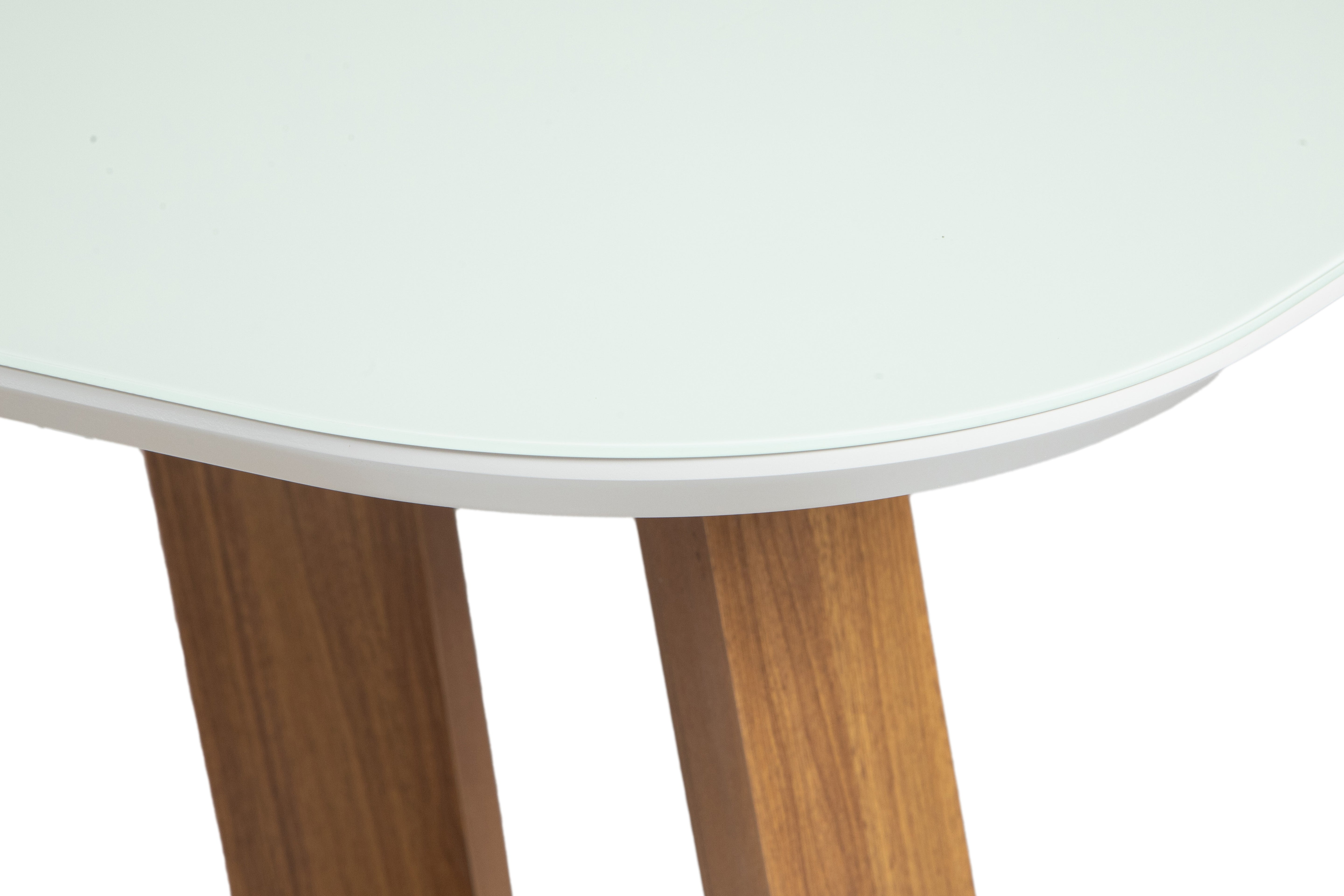 Mesa de Jantar Retangular Helena Cor Freijó com vidro Off White 117 cm