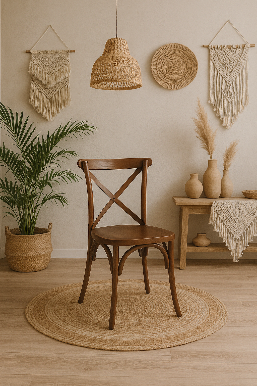 Cadeira de Madeira X Boho Cor Amêndoa