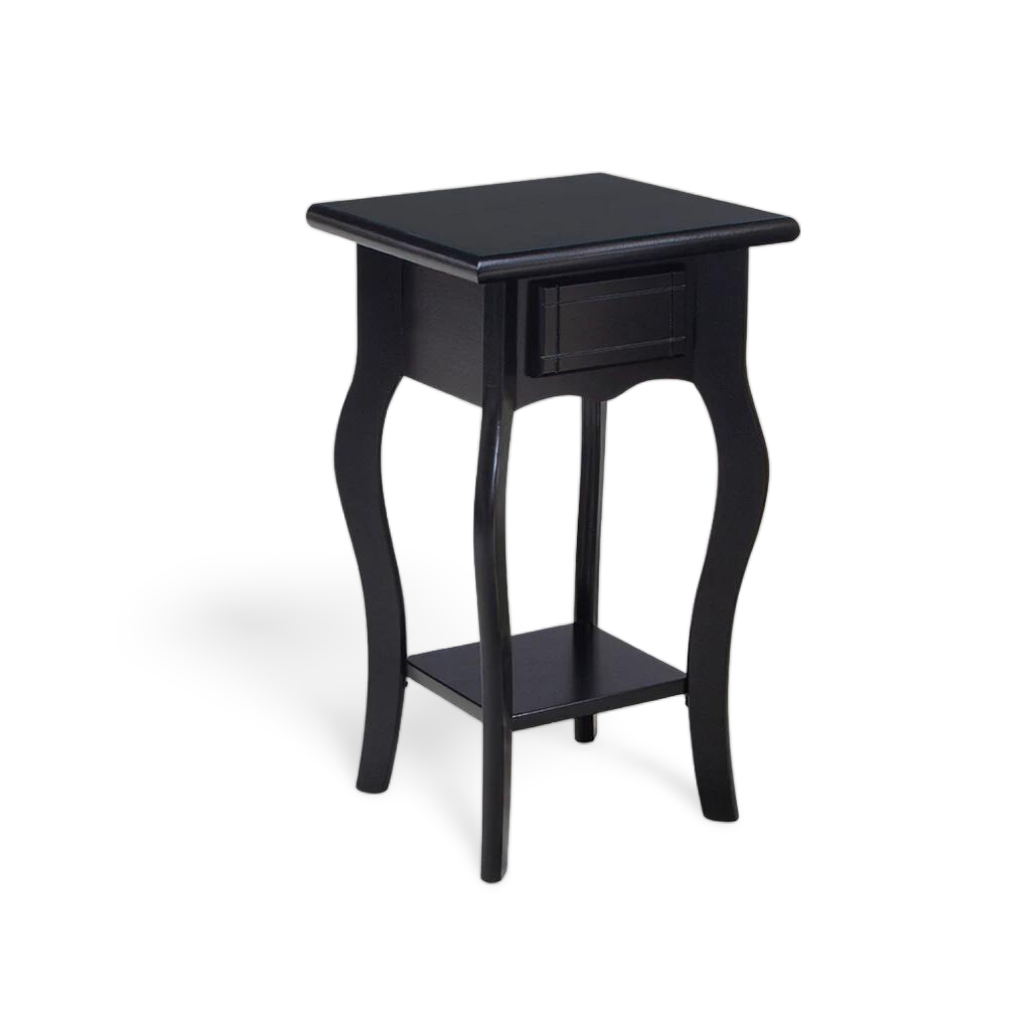 Mesa Lateral Em Madeira Boho Cor Preta